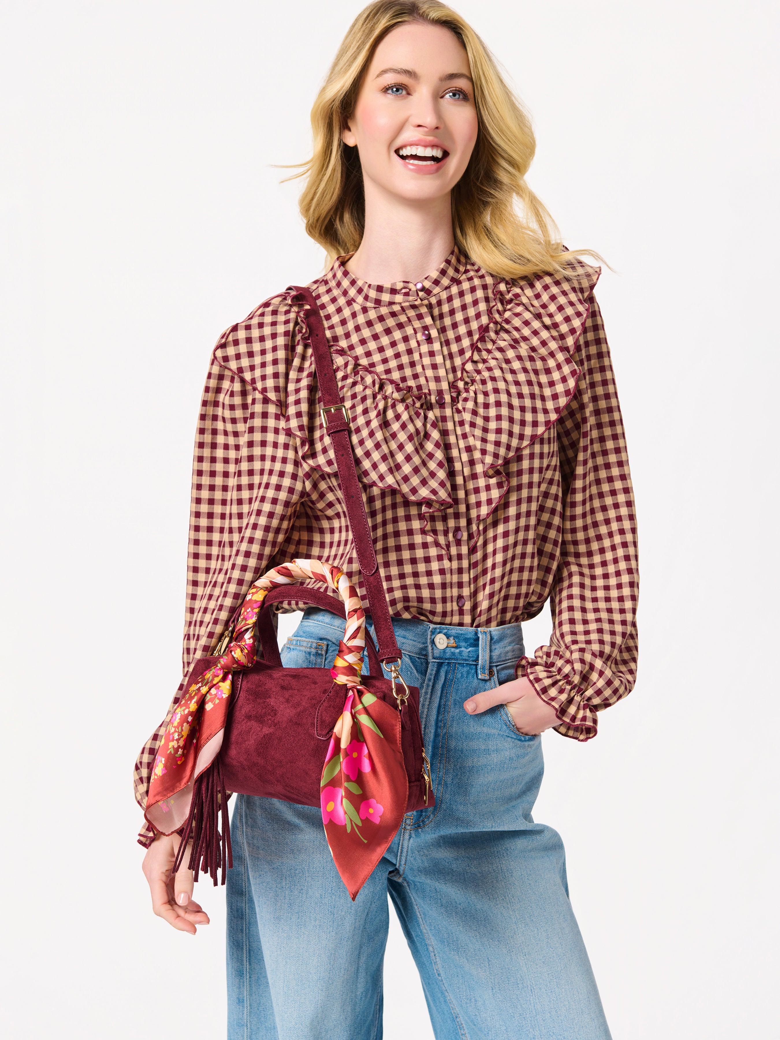 Shiraleah Floral Square Scarf BROWN / OS