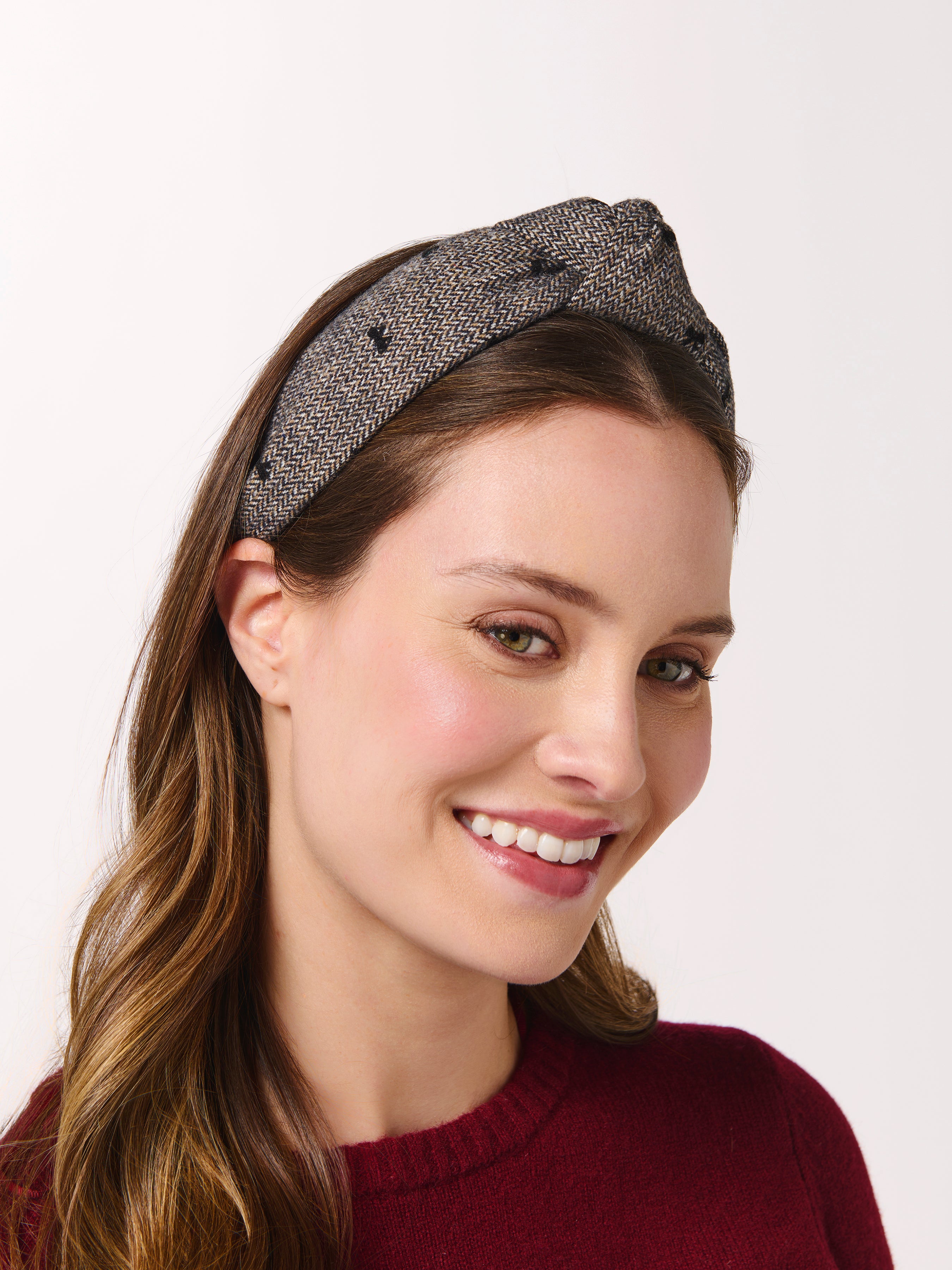 Shiraleah Tweed Bow Headband, Charcoal