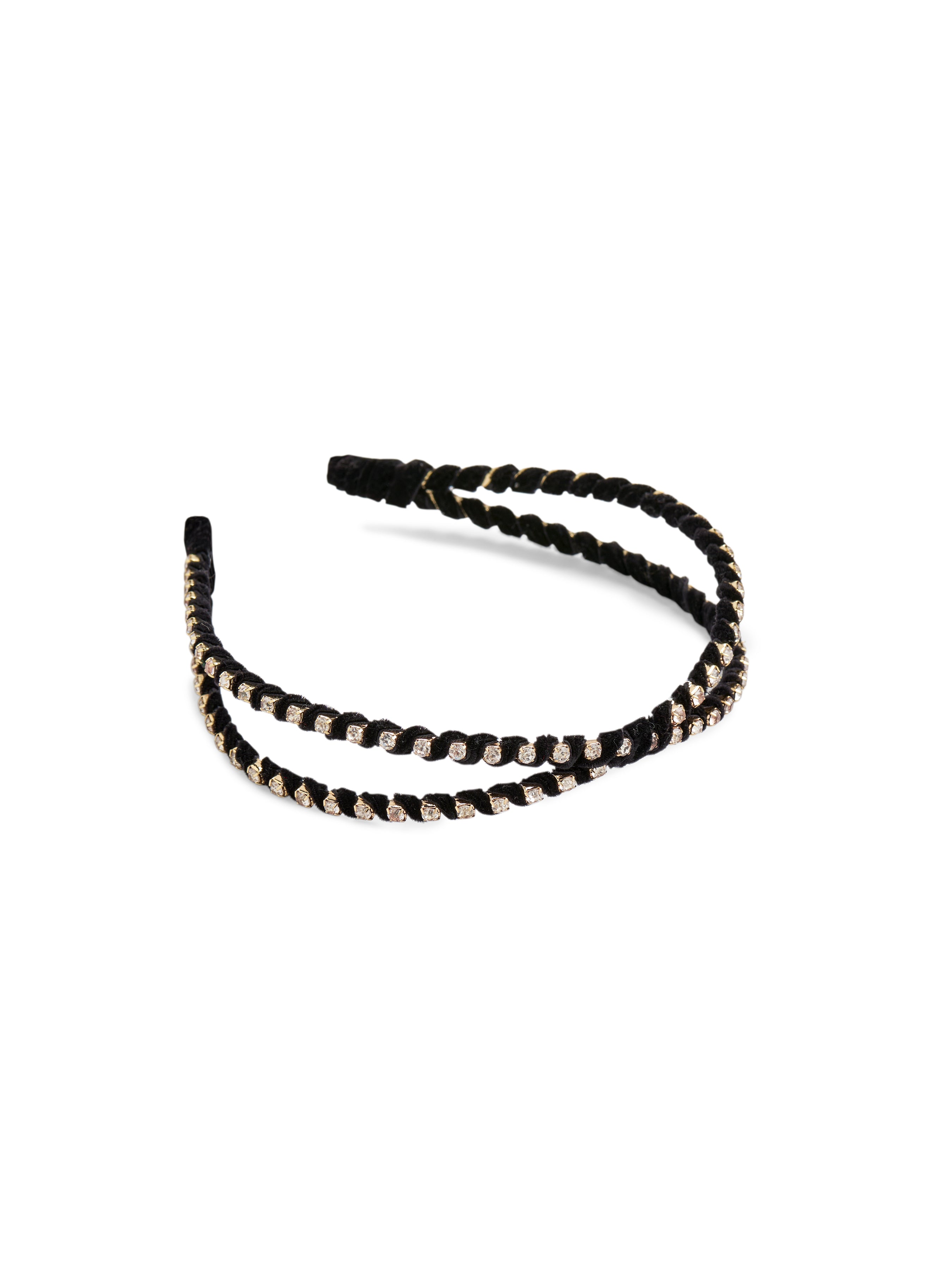 Shiraleah Rhinestone Skinny Double Headband BLACK / OS
