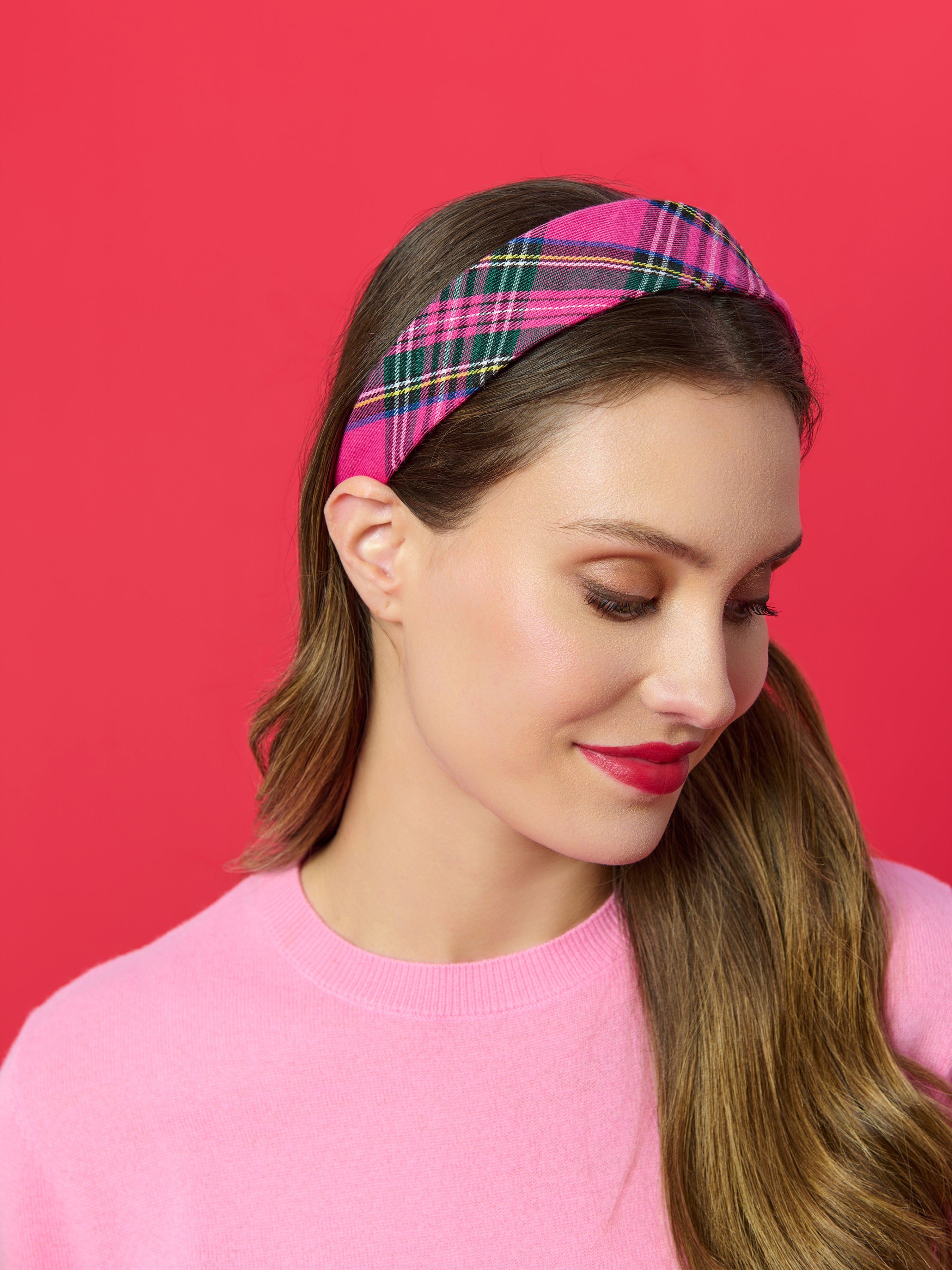 Shiraleah Plaid Wide Headband PINK / OS