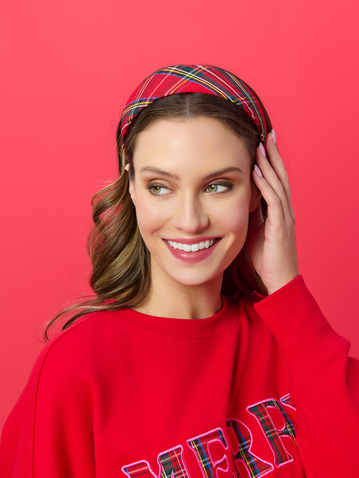 Shiraleah Plaid Wide Headband RED / OS