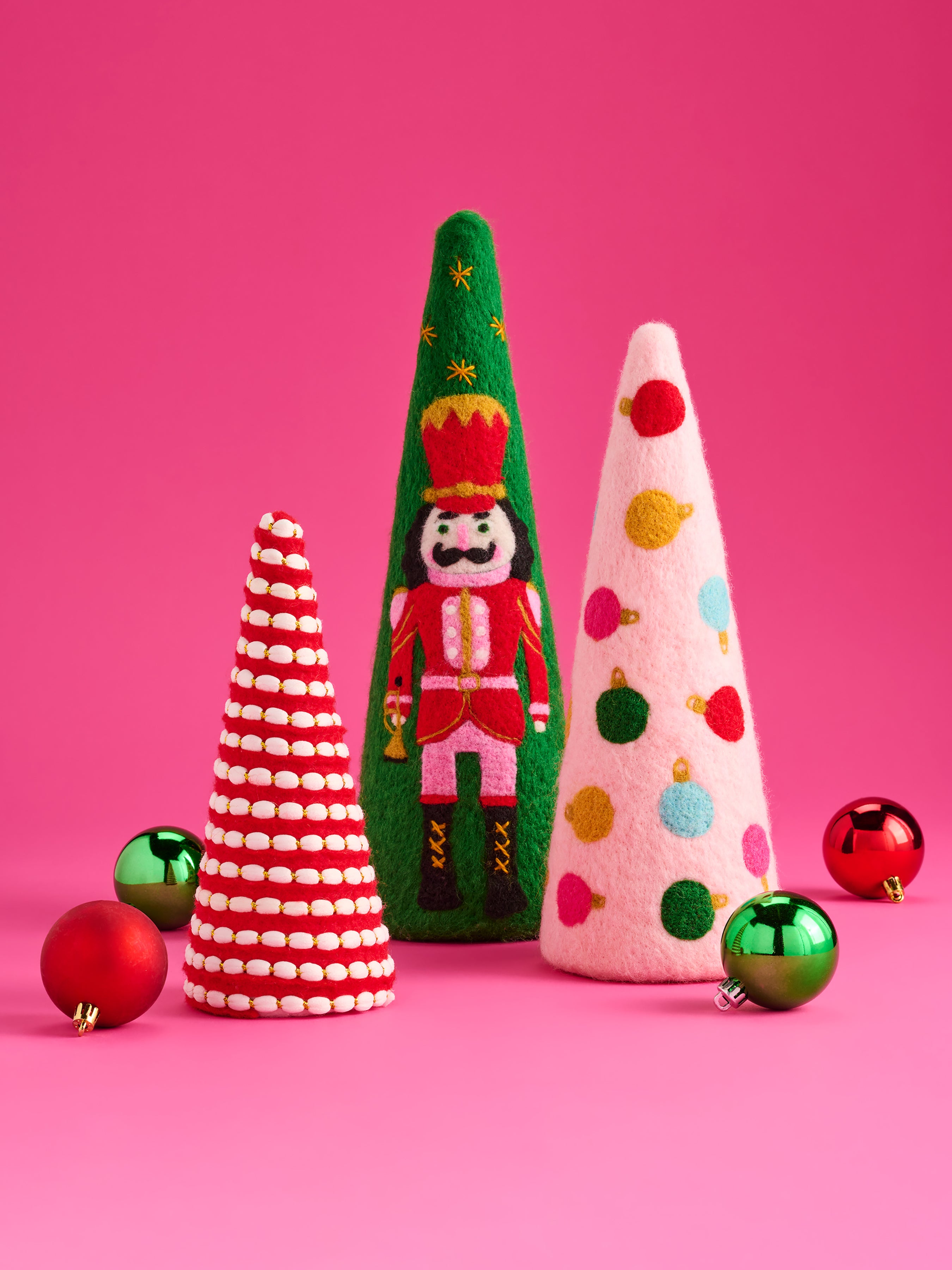 Shiraleah Assorted Set of 3 Nutcracker/Ornaments Decorative Trees, Multi