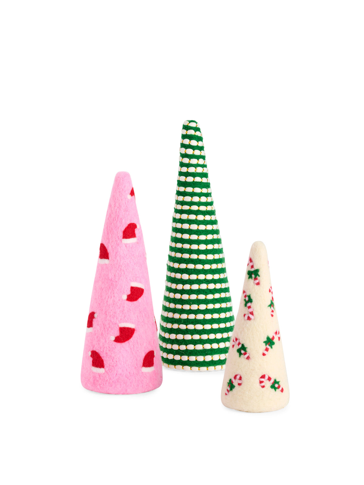 Shiraleah Assorted Set of 3 Santa Hats Decorative Trees, Multi