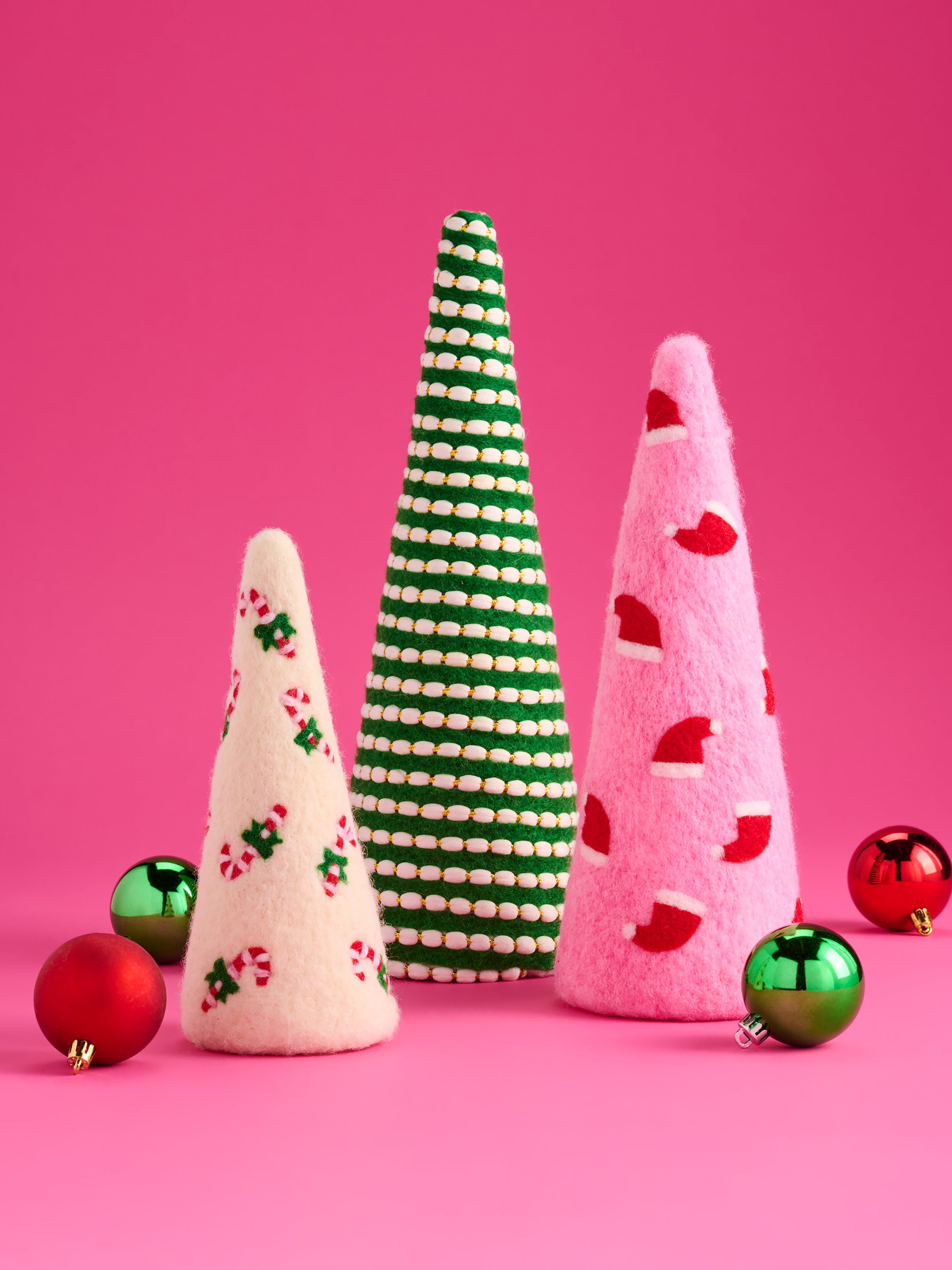 Shiraleah Assorted Set of 3 Santa Hats Decorative Trees, Multi