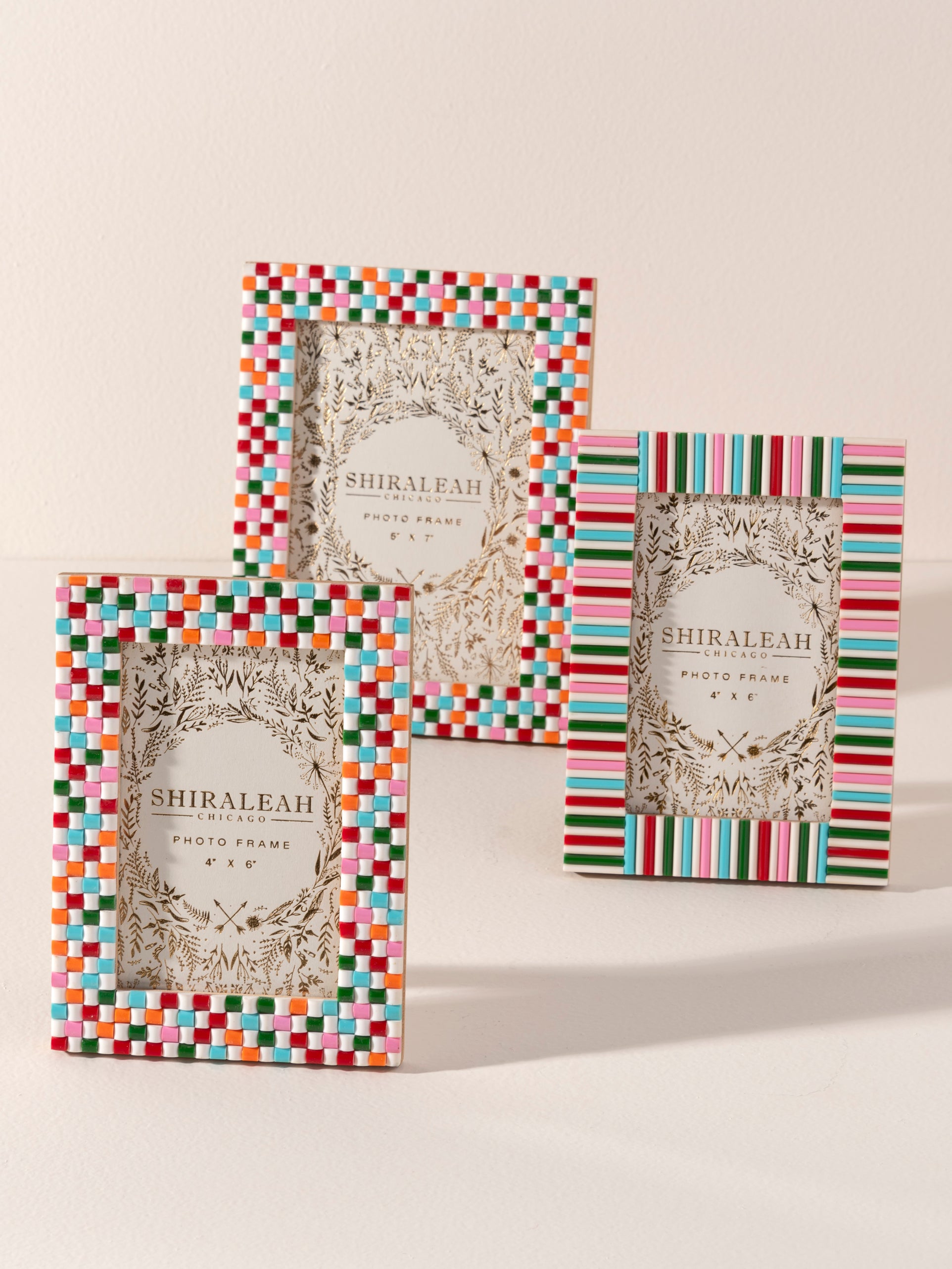 Shiraleah Viva 4" x 6" Mosaic Stripes Picture Frame, Multi