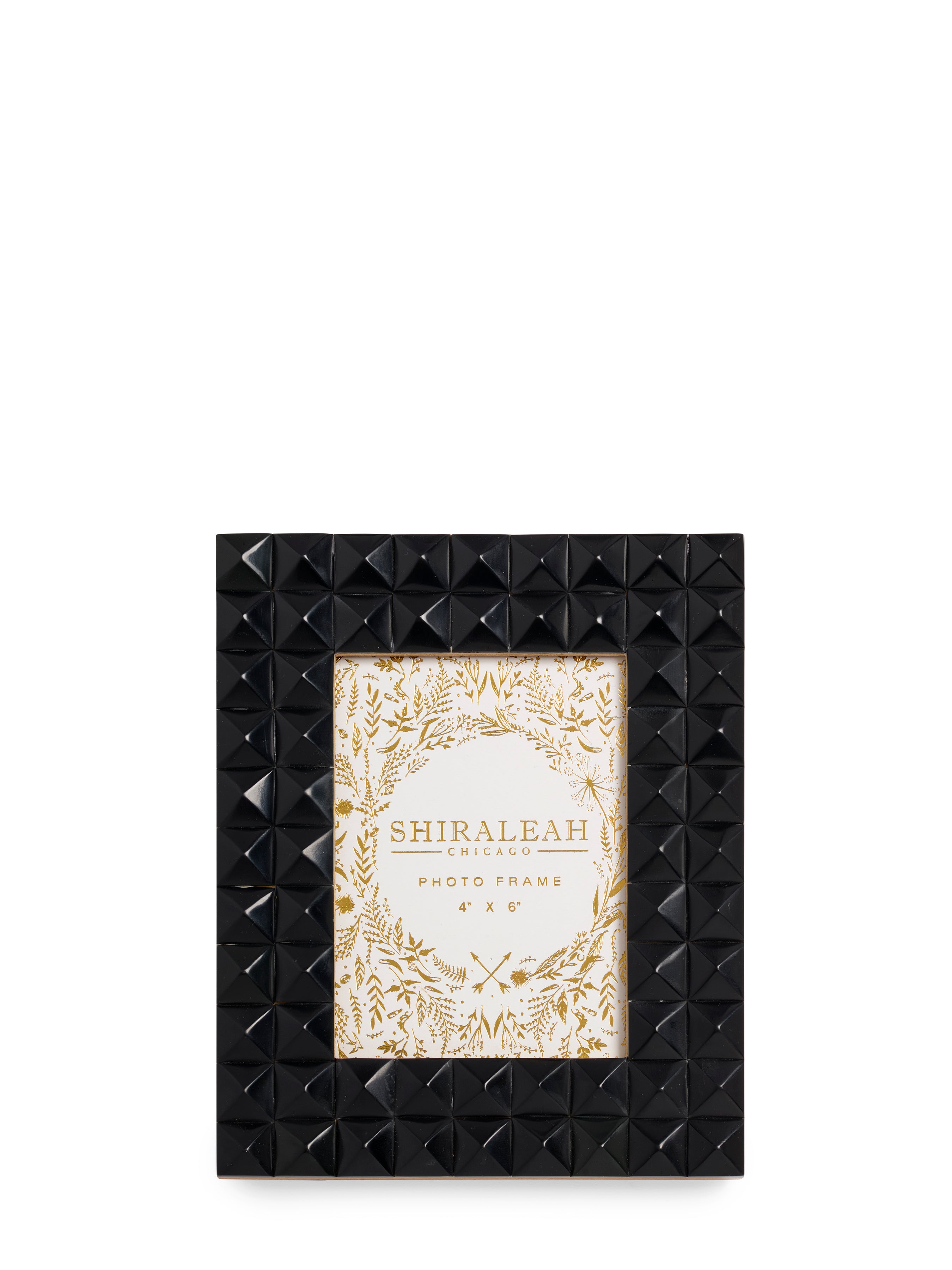 Shiraleah Roma 4" X 6" Double Pyramid Stud Picture Frame, Black