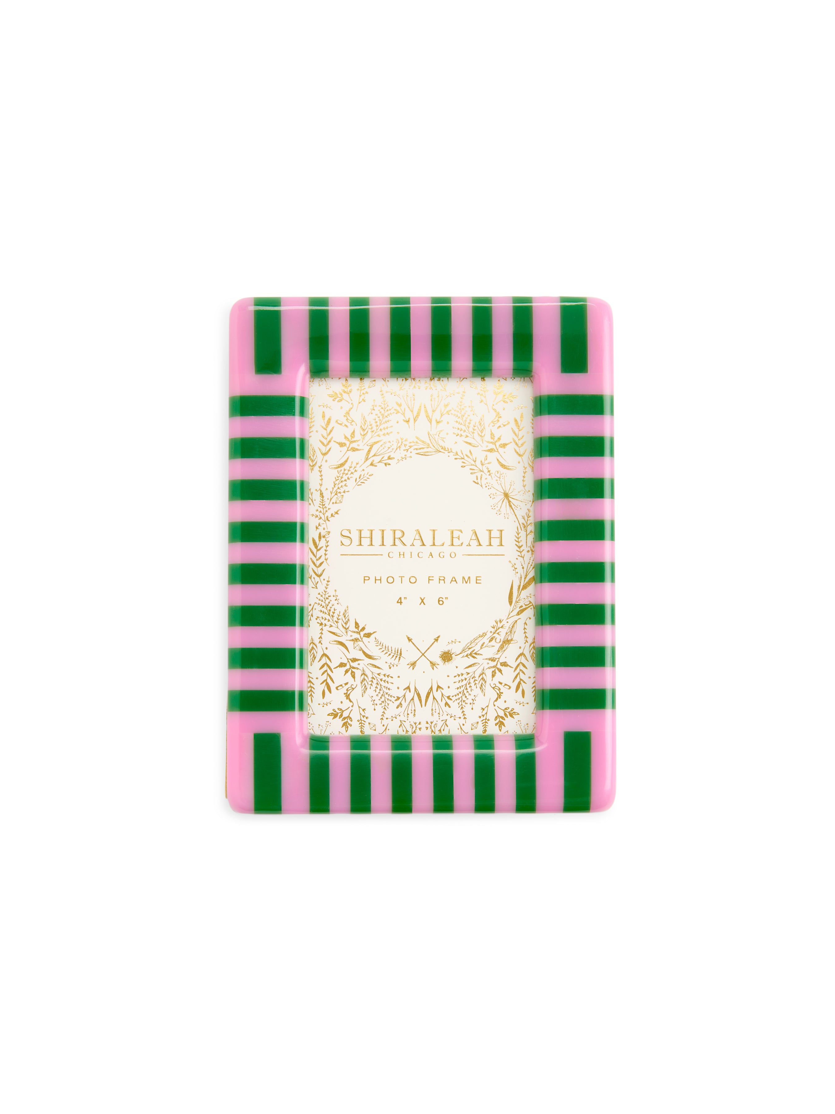 Shiraleah Poppy 4" x 6" Striped Inlay Picture Frame, Green