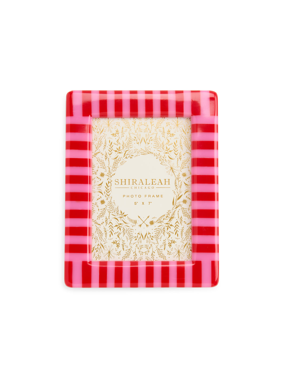 Shiraleah Poppy 5" x 7" Striped Inlay Picture Frame, Red
