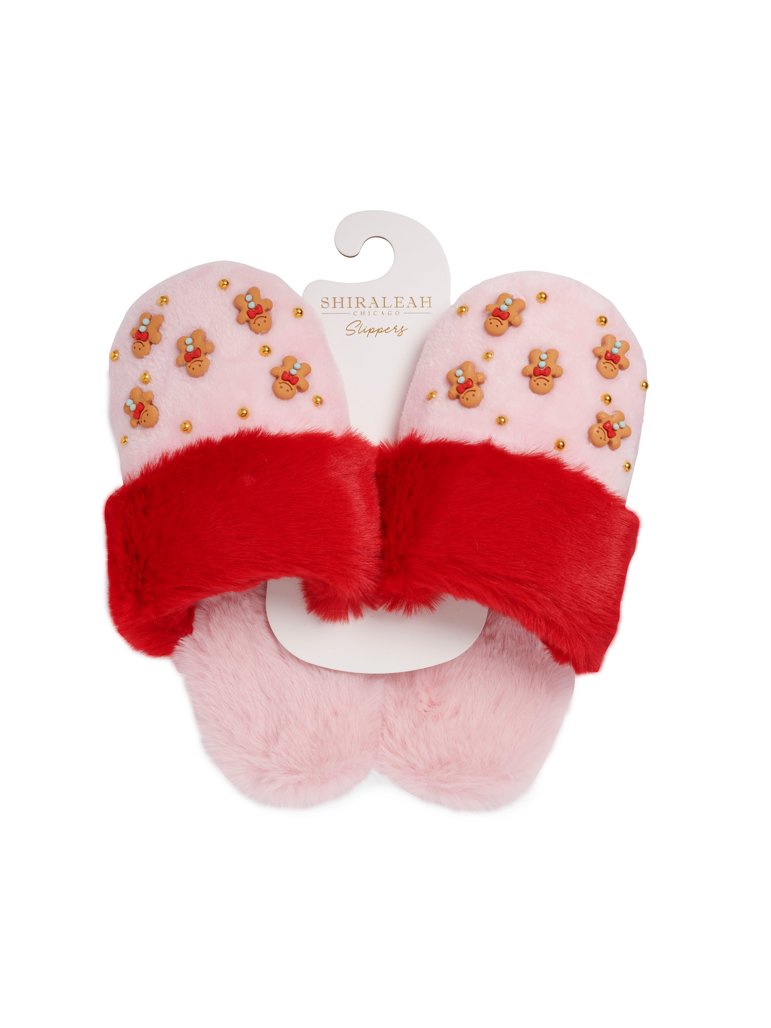 Shiraleah Gingerbread Man Slippers , Blush S/M