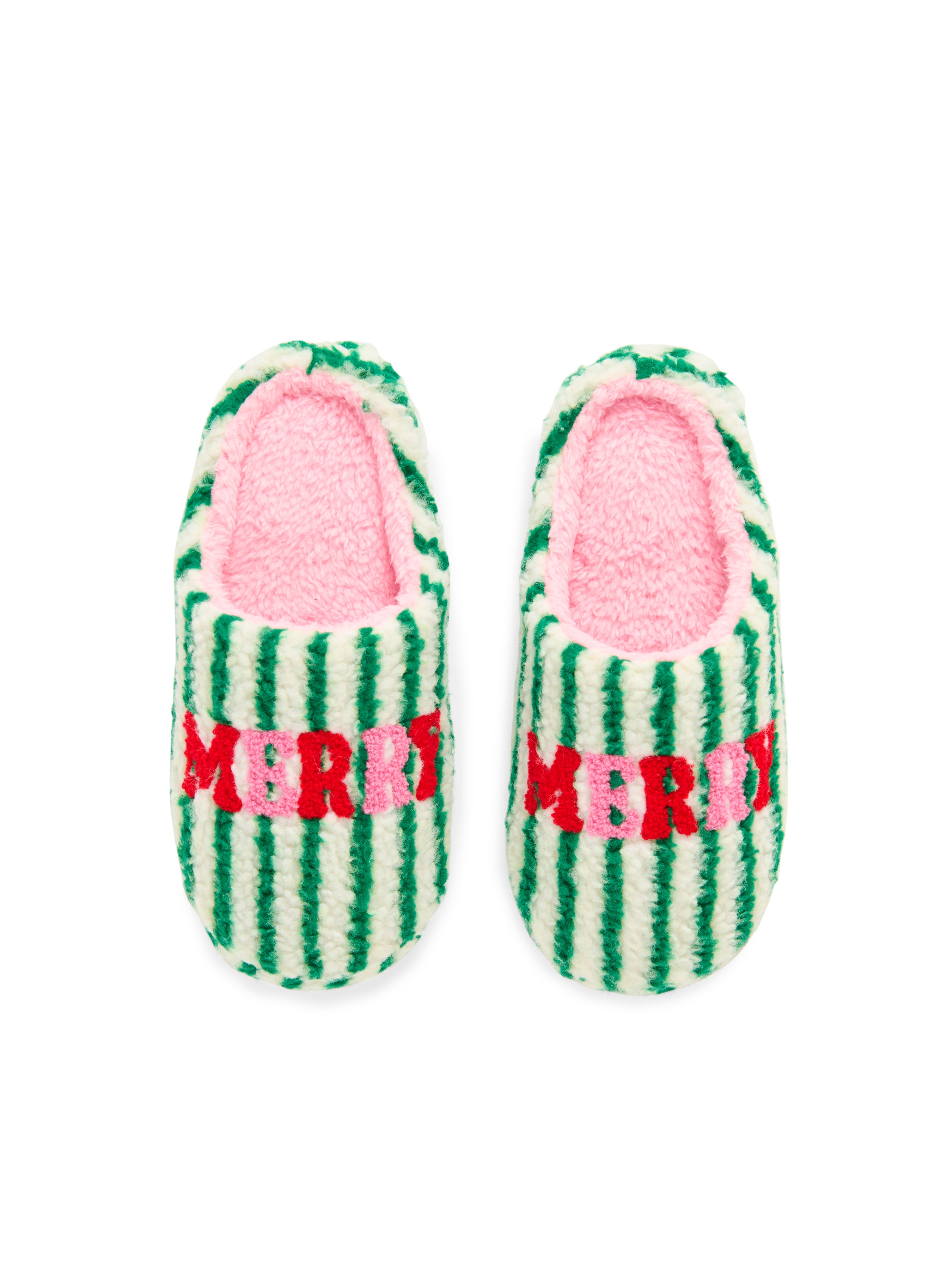 Shiraleah "Merry" Striped Slippers GREEN / S/M