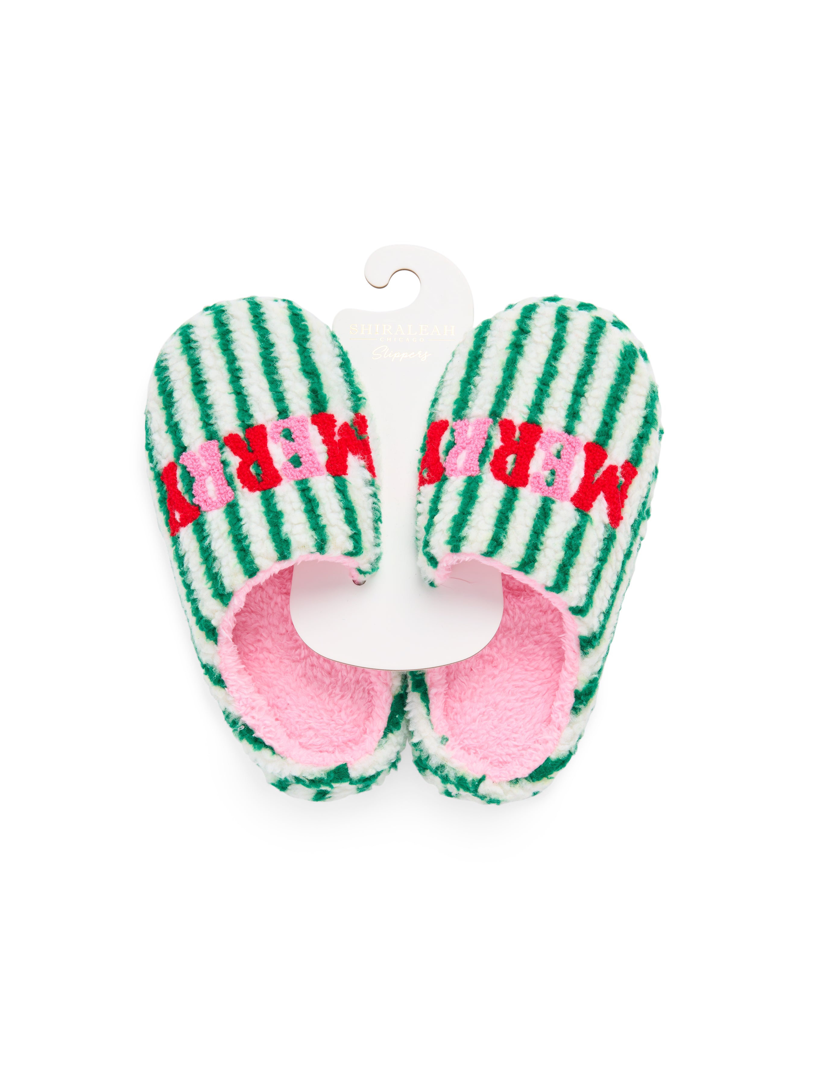 Shiraleah "Merry" Striped Slippers GREEN / S/M