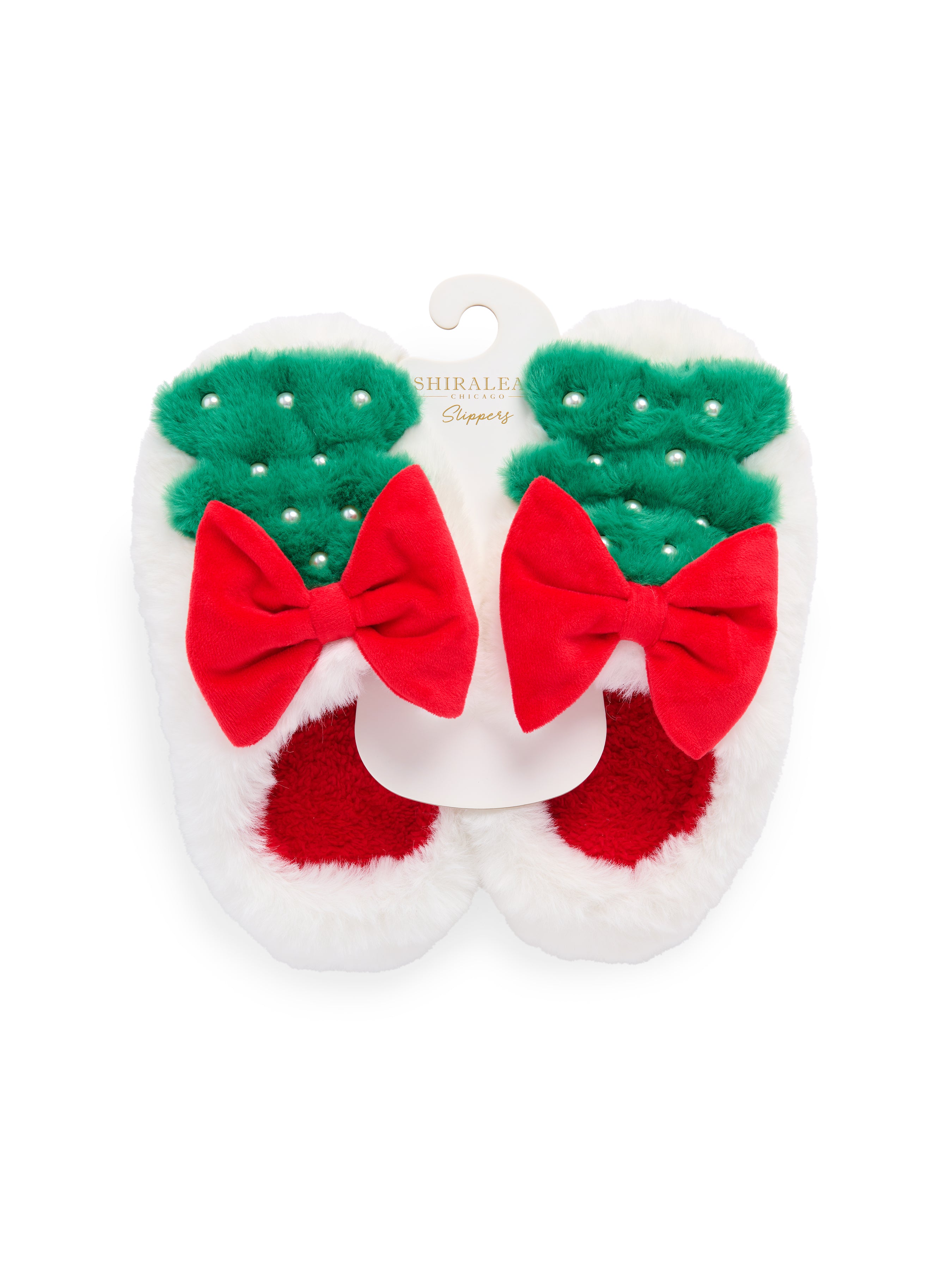 Shiraleah Christmas Tree Slippers WHITE / S/M
