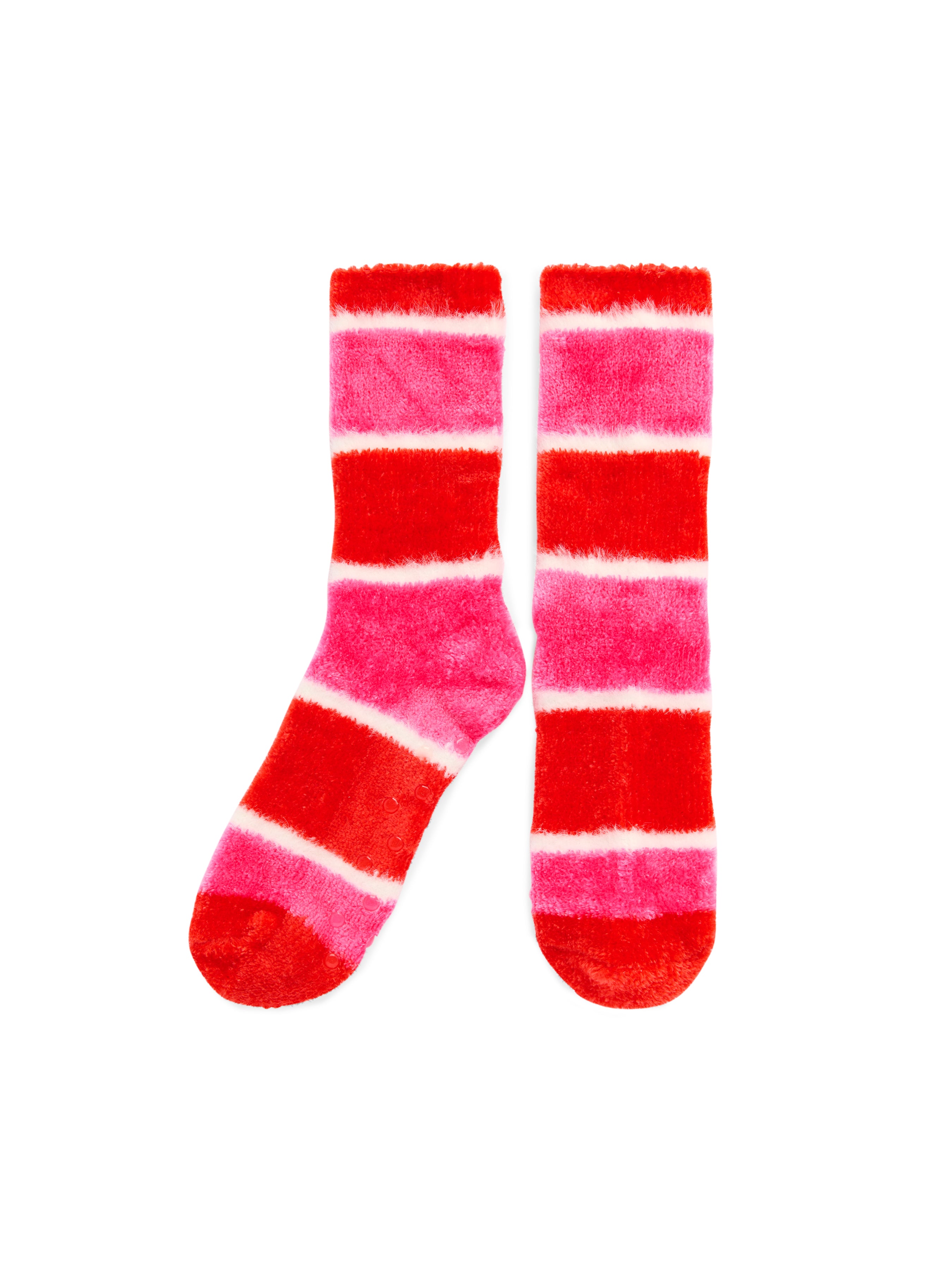 Shiraleah Fuzzy Stripe Socks PINK / OS