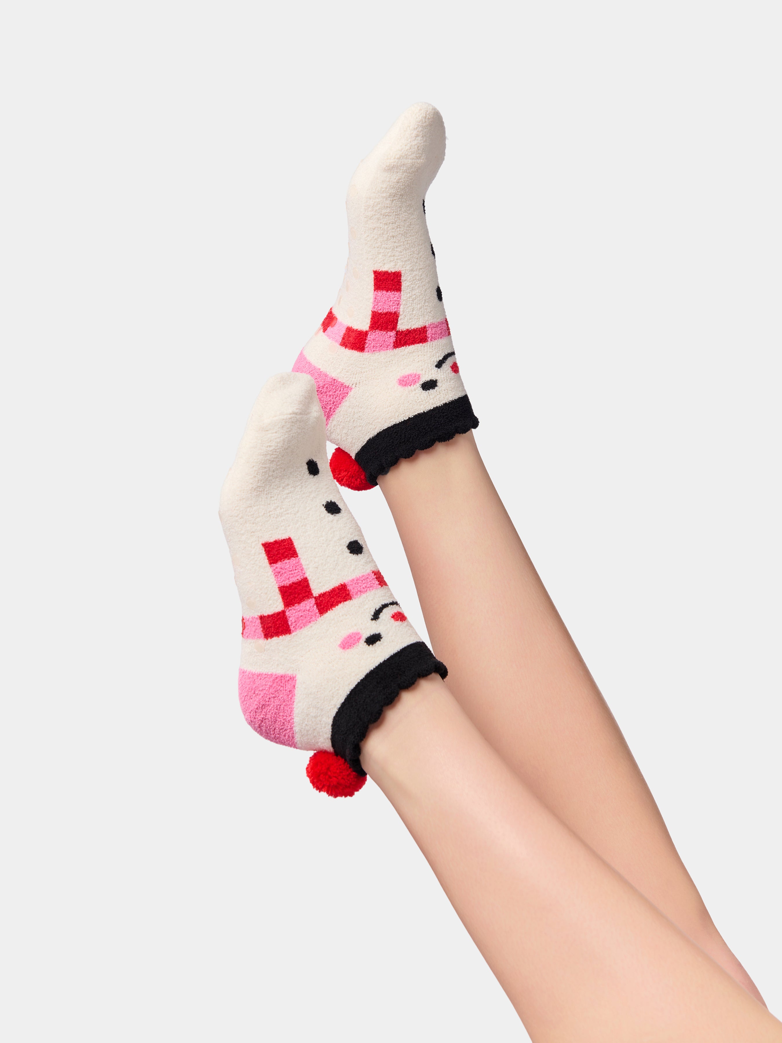 Shiraleah Snowman Home Socks, Ivory