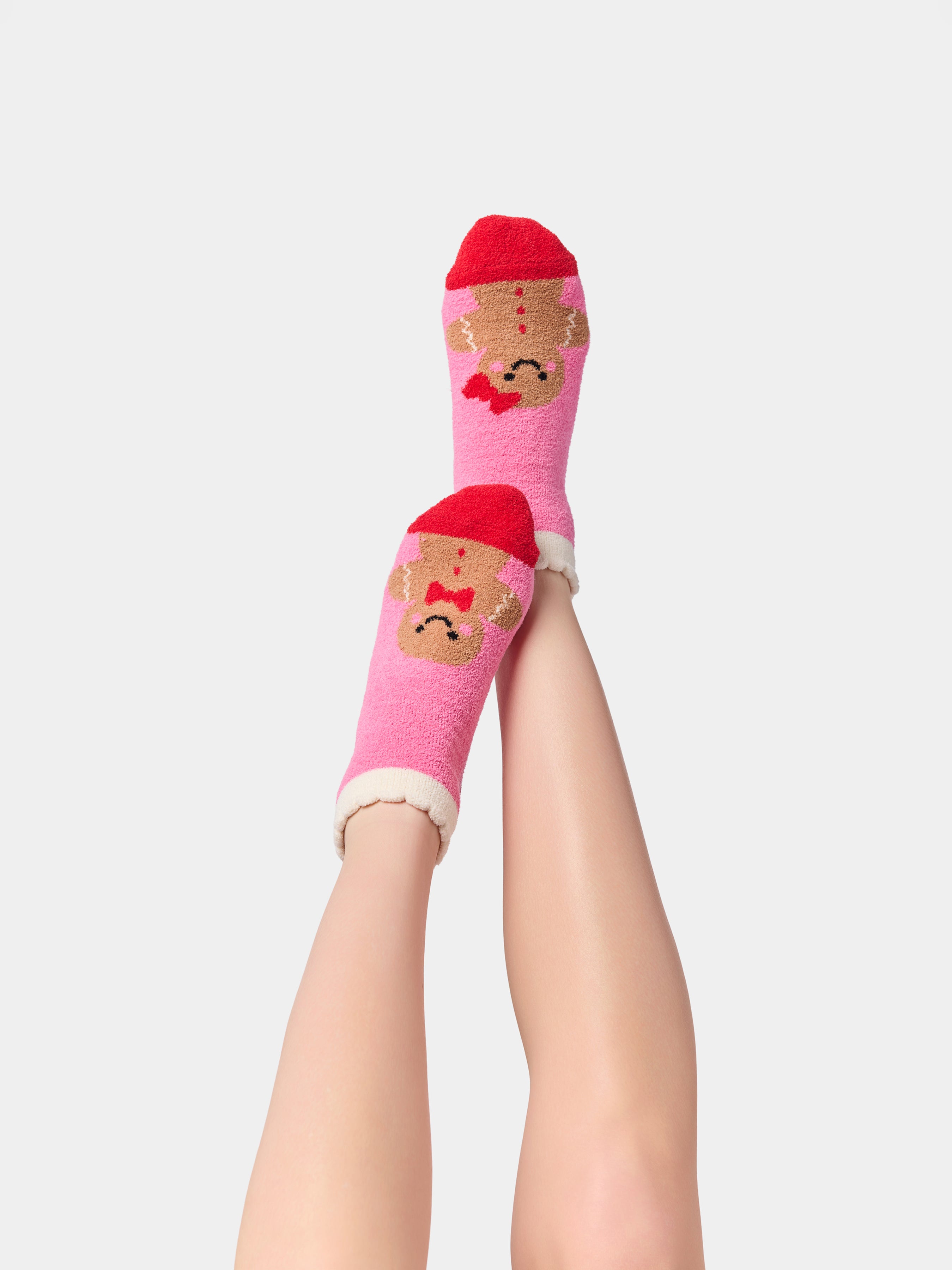 Shiraleah Gingerbread Home Socks, Pink