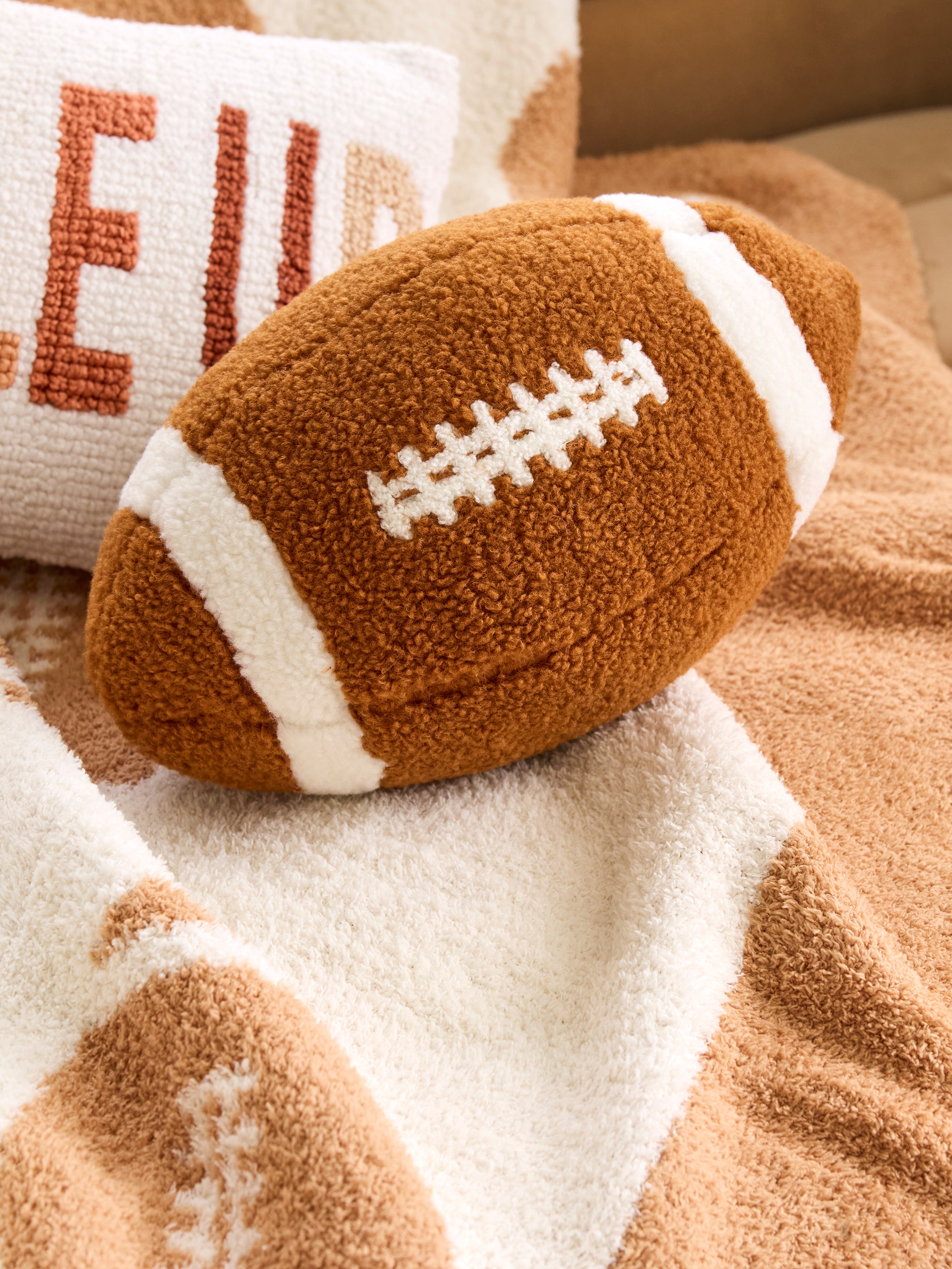 Shiraleah Football Shaped Pillow BROWN