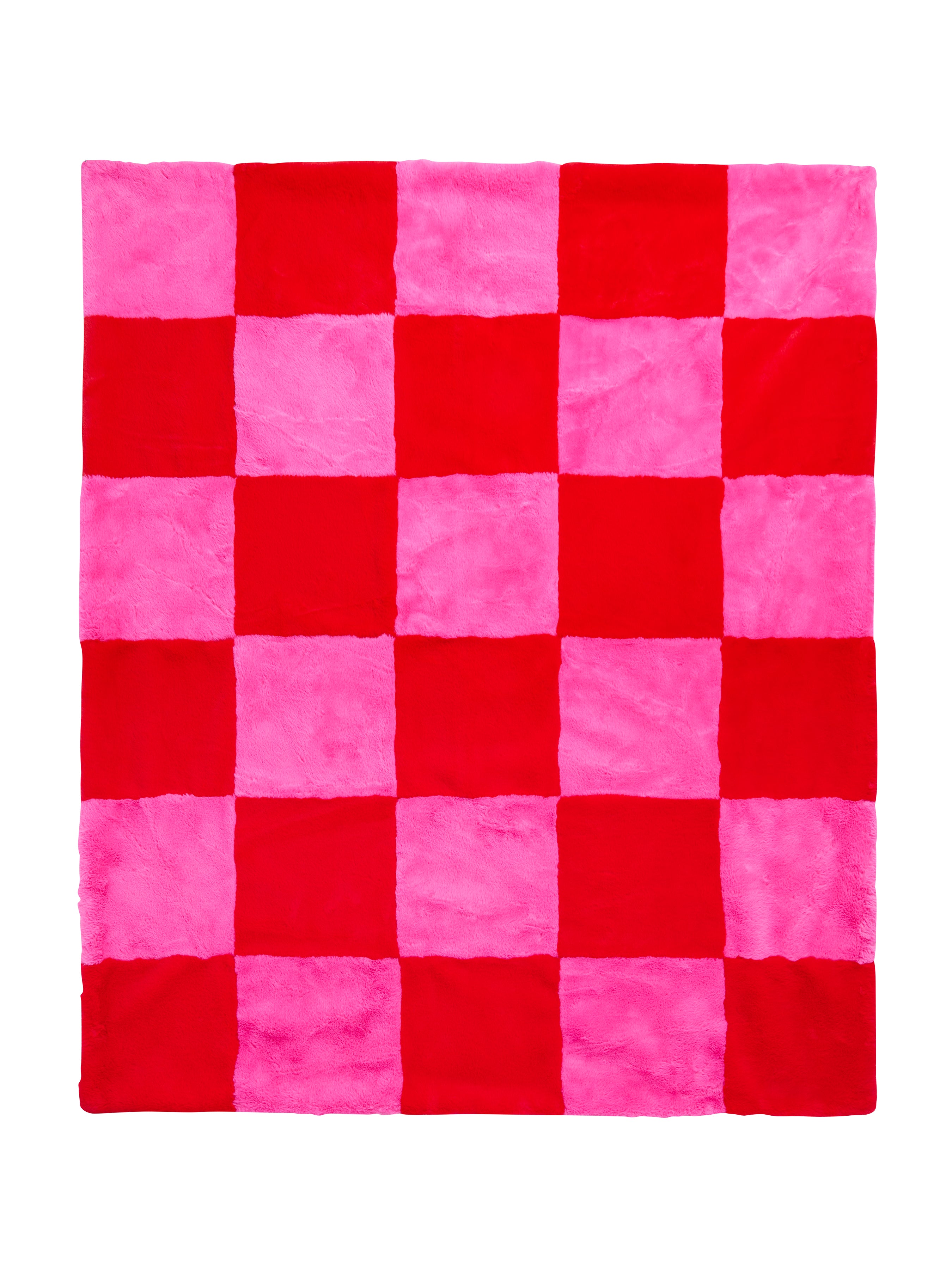Shiraleah Check Faux Fur Throw FLAME