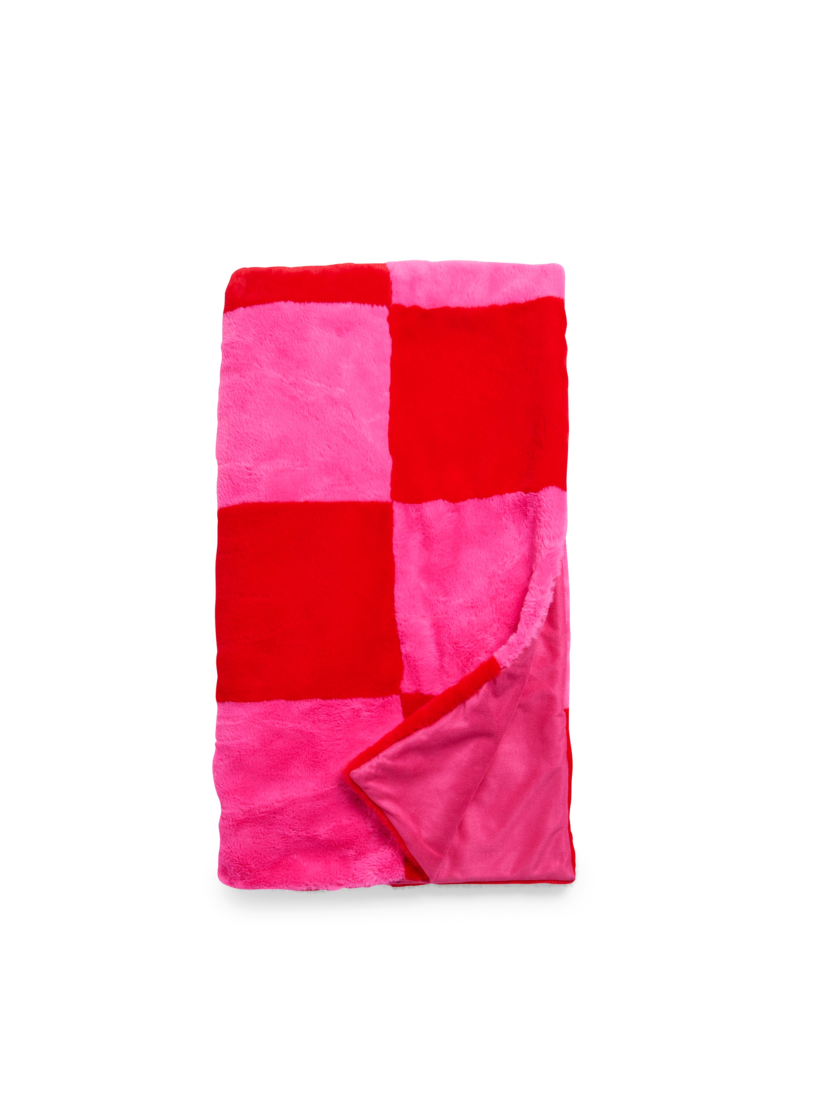 Shiraleah Check Faux Fur Throw FLAME