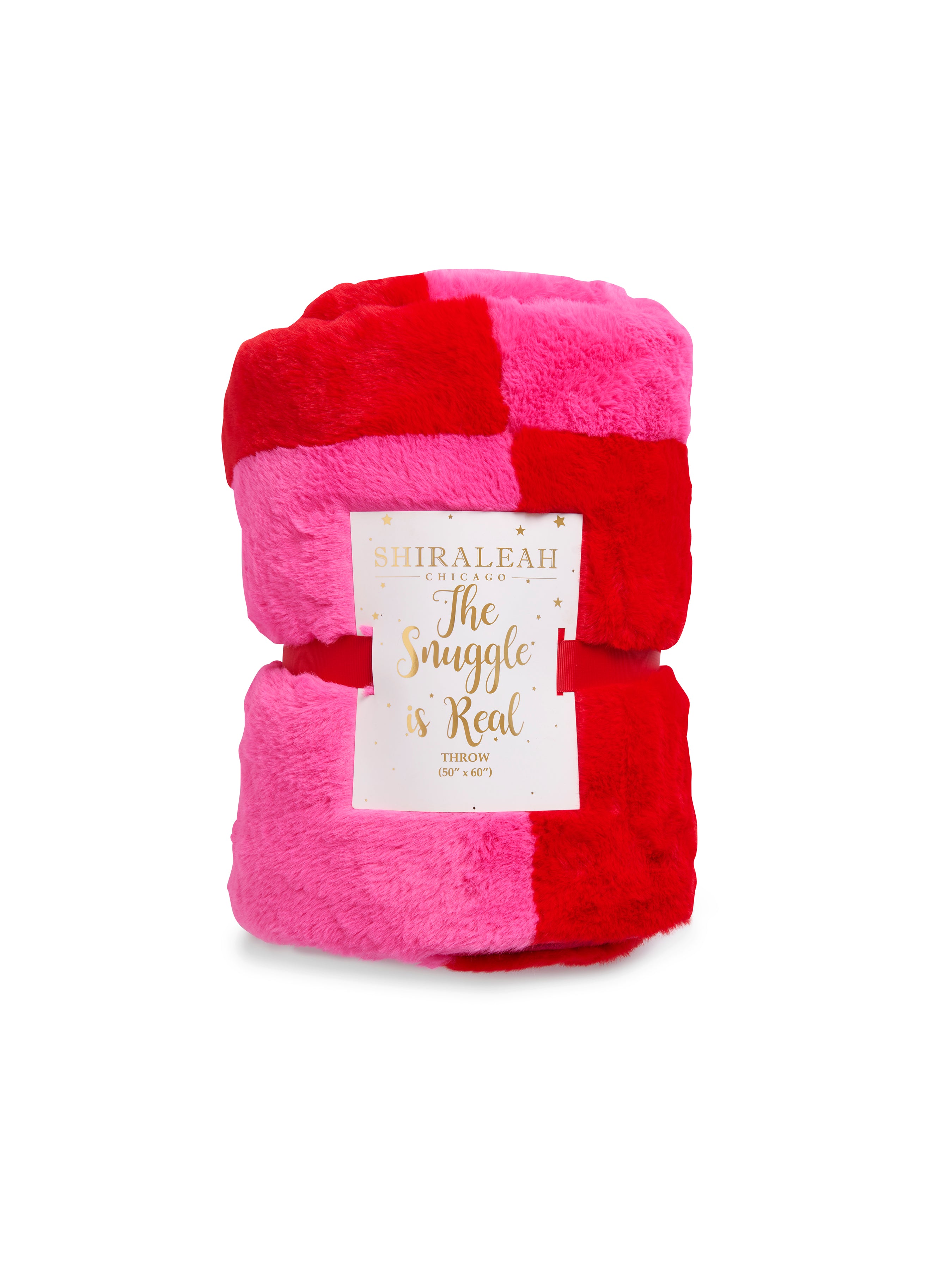Shiraleah Check Faux Fur Throw FLAME