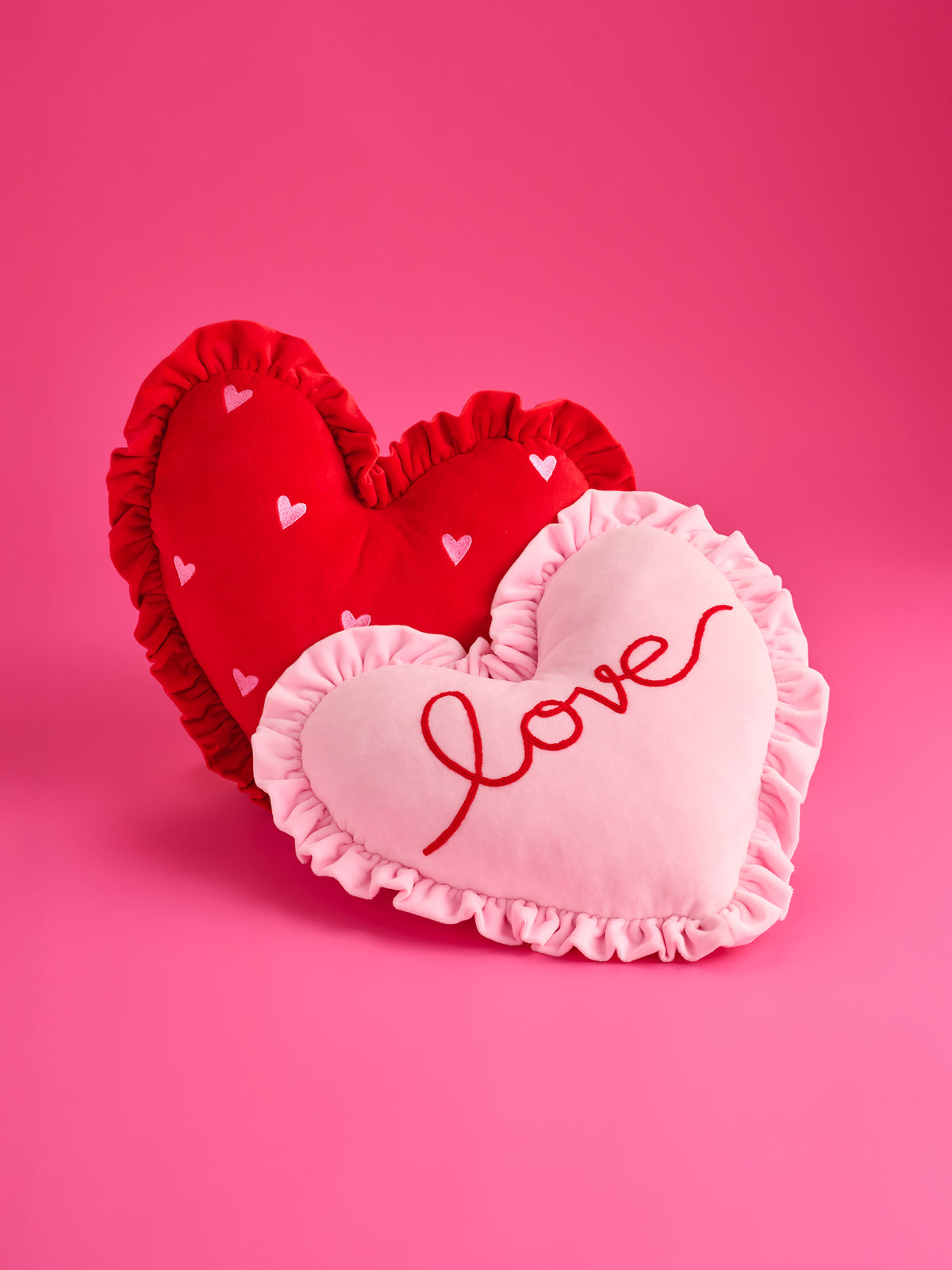 Shiraleah Ruffle Heart Pillow, Red