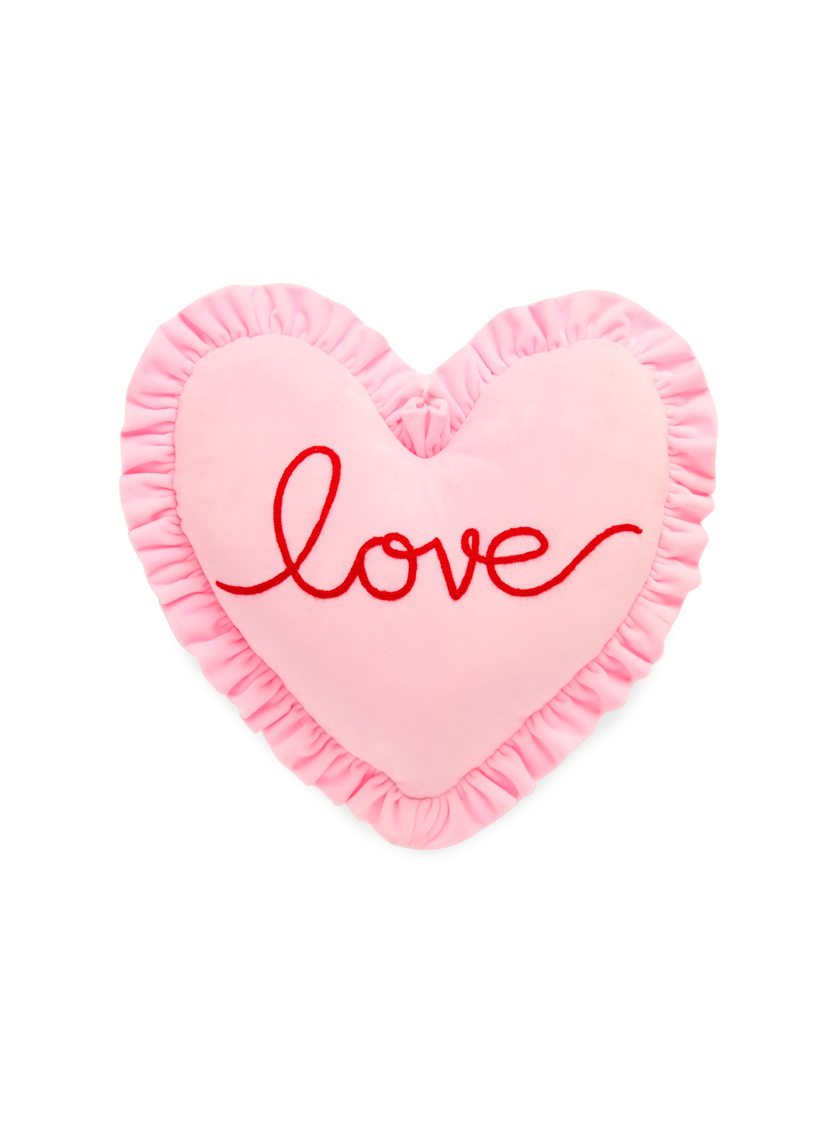 Shiraleah "Love" Ruffle Heart Pillow, Pink