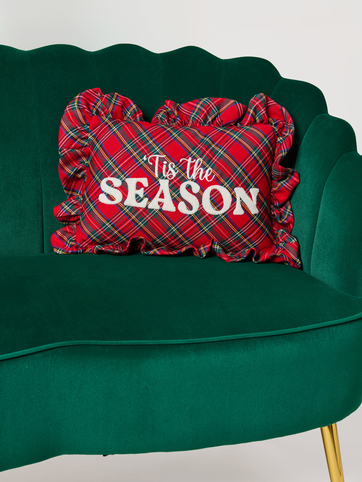 Shiraleah "Tis The Season" Plaid Pillow, Red