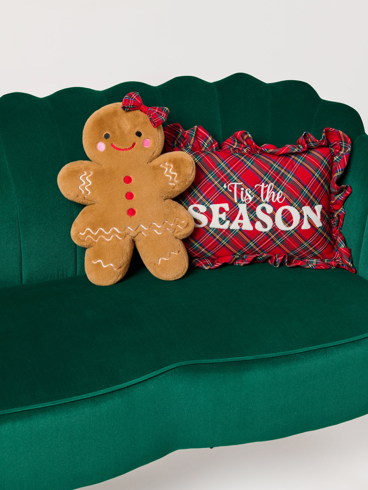 Shiraleah "Tis The Season" Plaid Pillow, Red