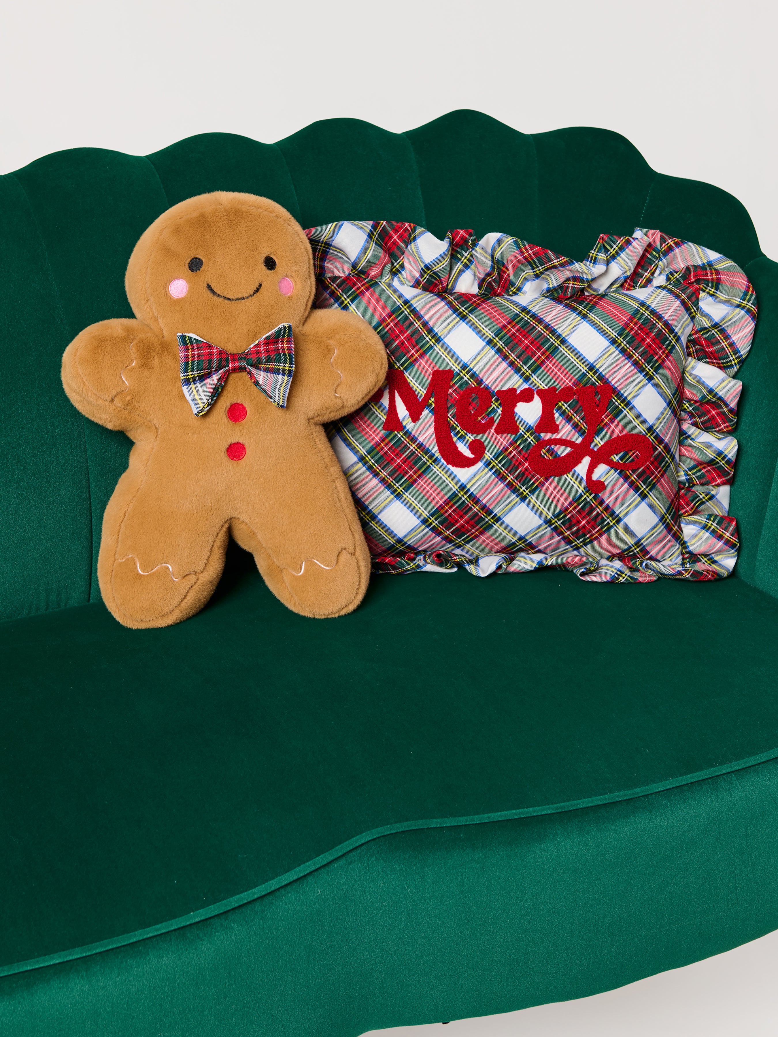 Shiraleah "Merry" Plaid Pillow, Ivory