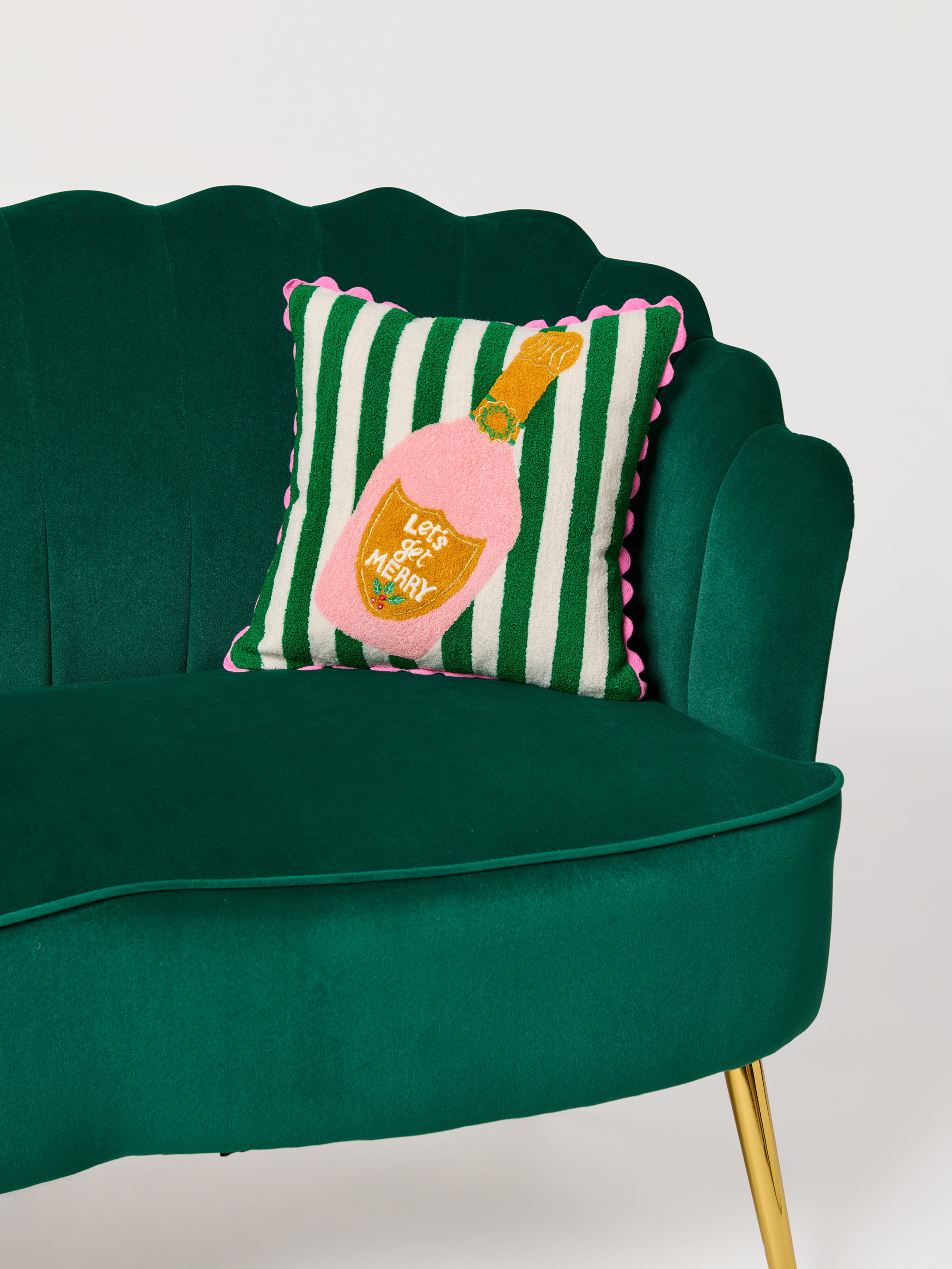 Shiraleah "Let'S Get Merry" Champagne Pillow, Green
