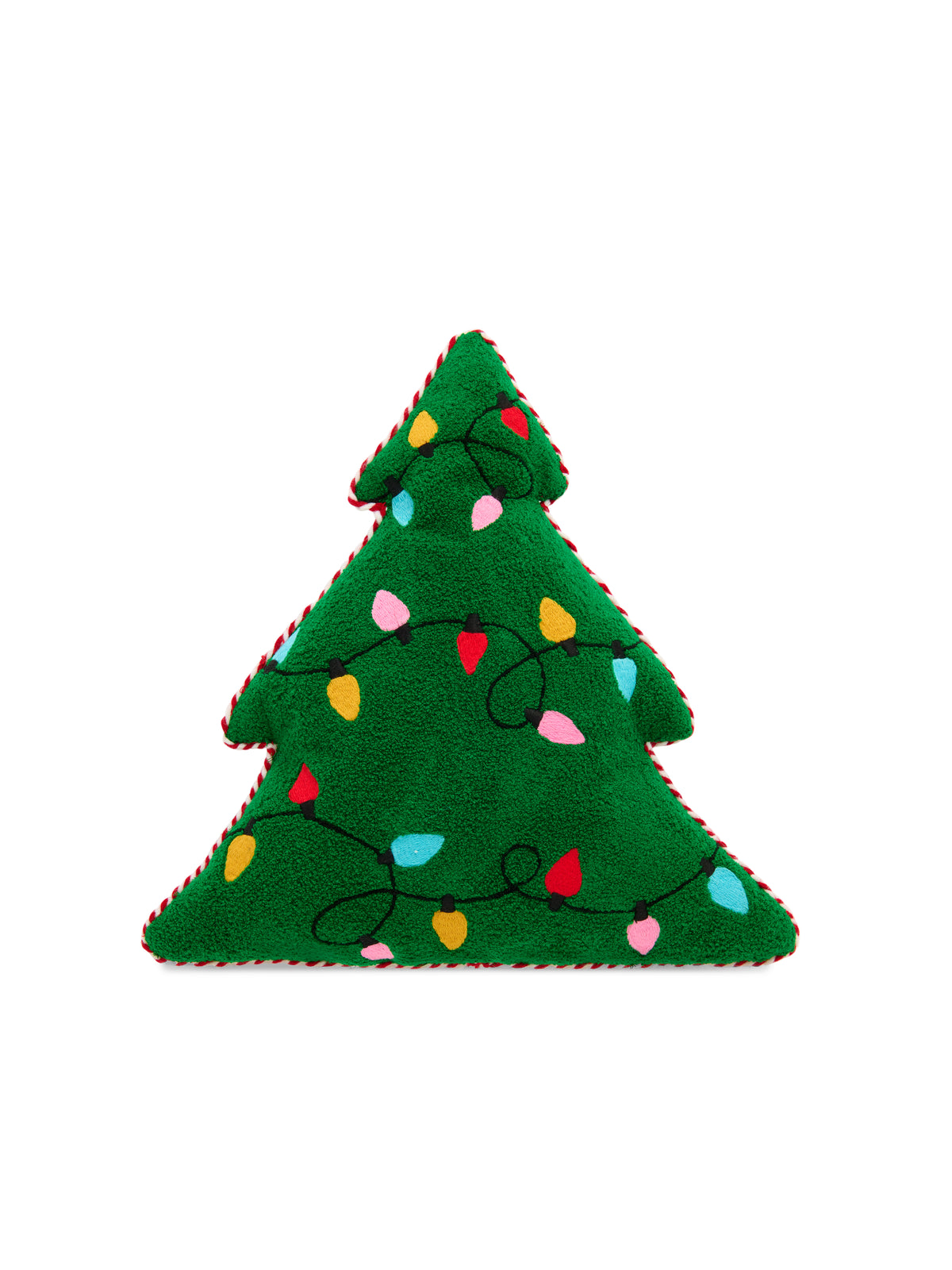 Shiraleah Merry Lights Tree Shaped Pillow, Green