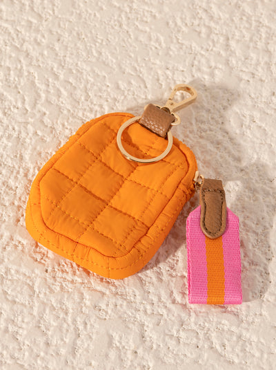 Shiraleah Ezra Quilted Nylon Clip-On Pouch, Orange