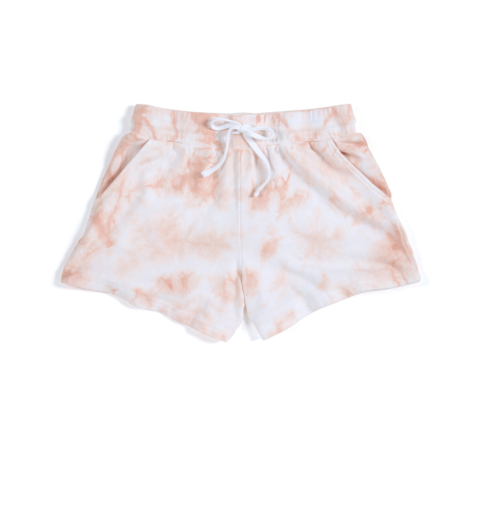 Pink and white store tie dye shorts