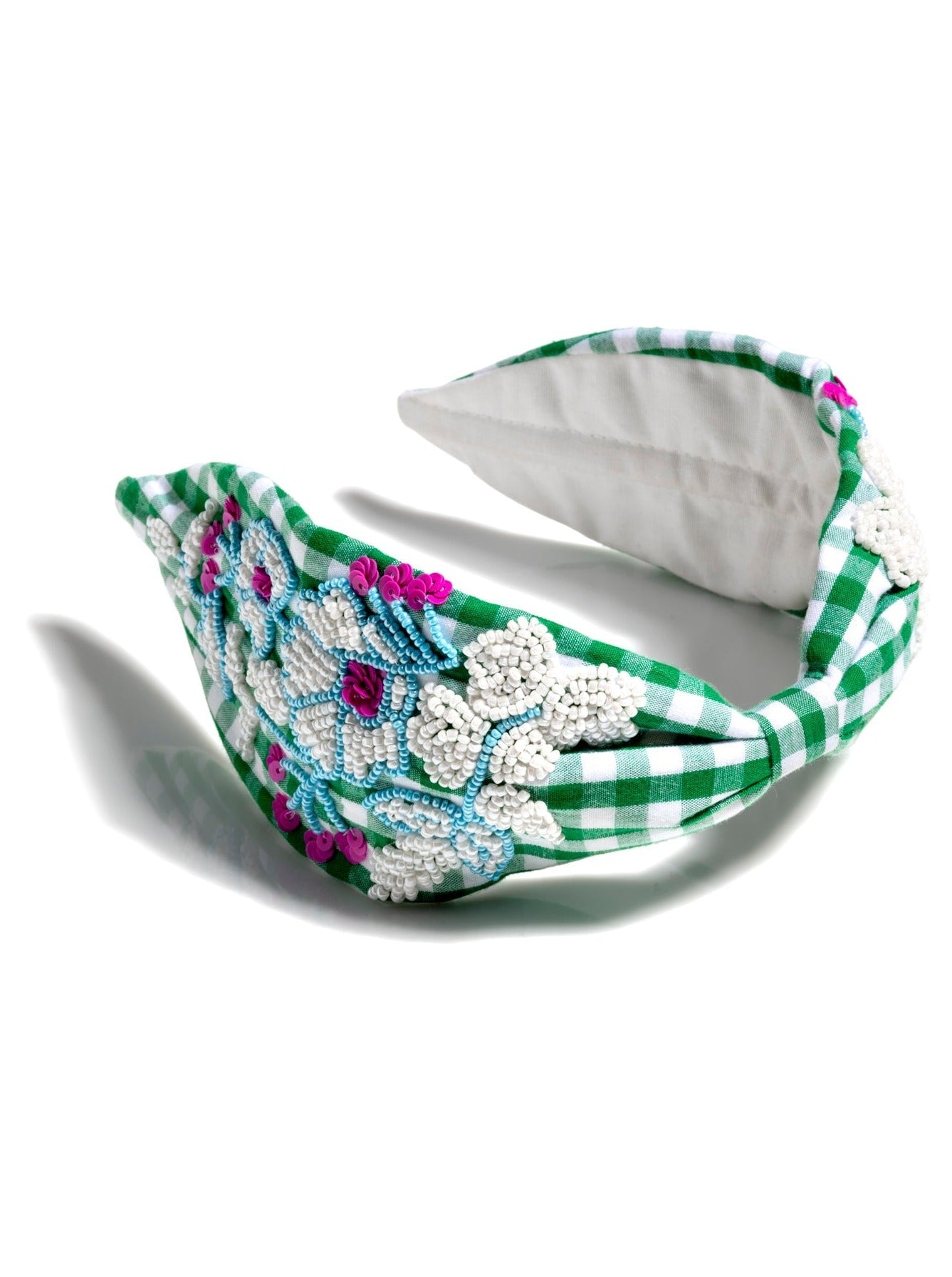 Shiraleah Embellished Wide Check Headband GREEN