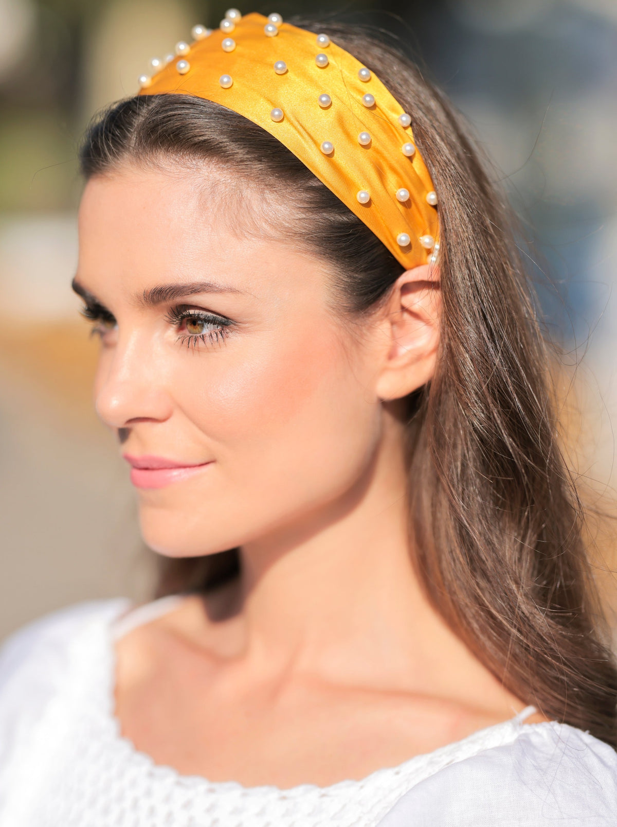 Shiraleah Pearl Wide Headband, Yellow - FINAL SALE ONLY display picture 1