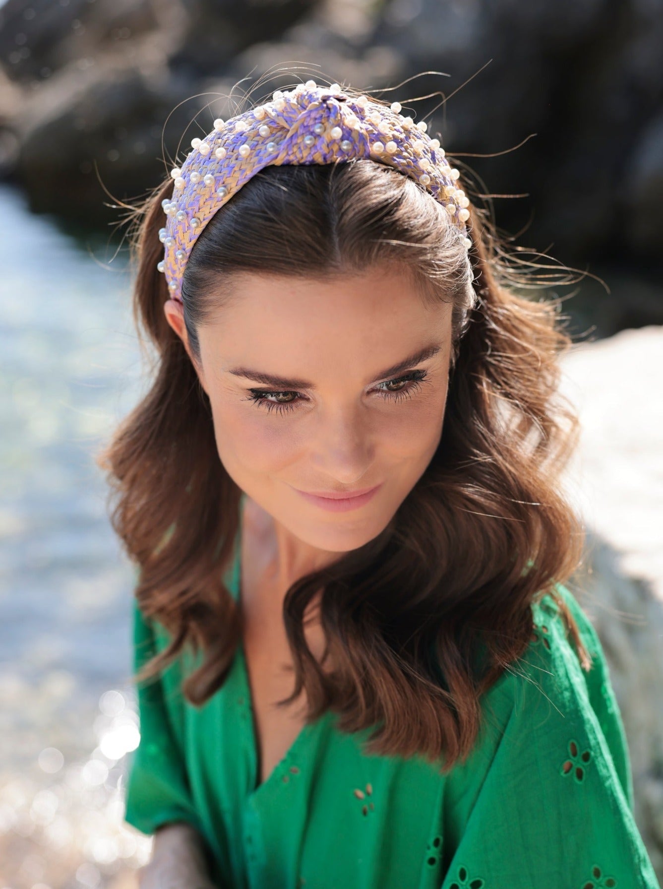 Shiraleah Pearl Embellished Knotted Headband LILAC