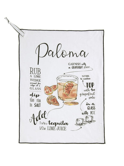 Shiraleah "Paloma" Cocktail Tea Towel, White