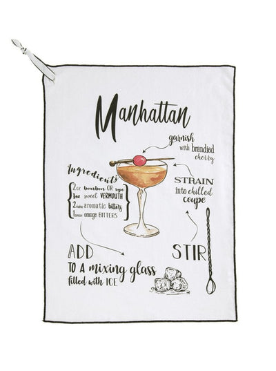 Shiraleah "Manhattan" Cocktail Tea Towel, White