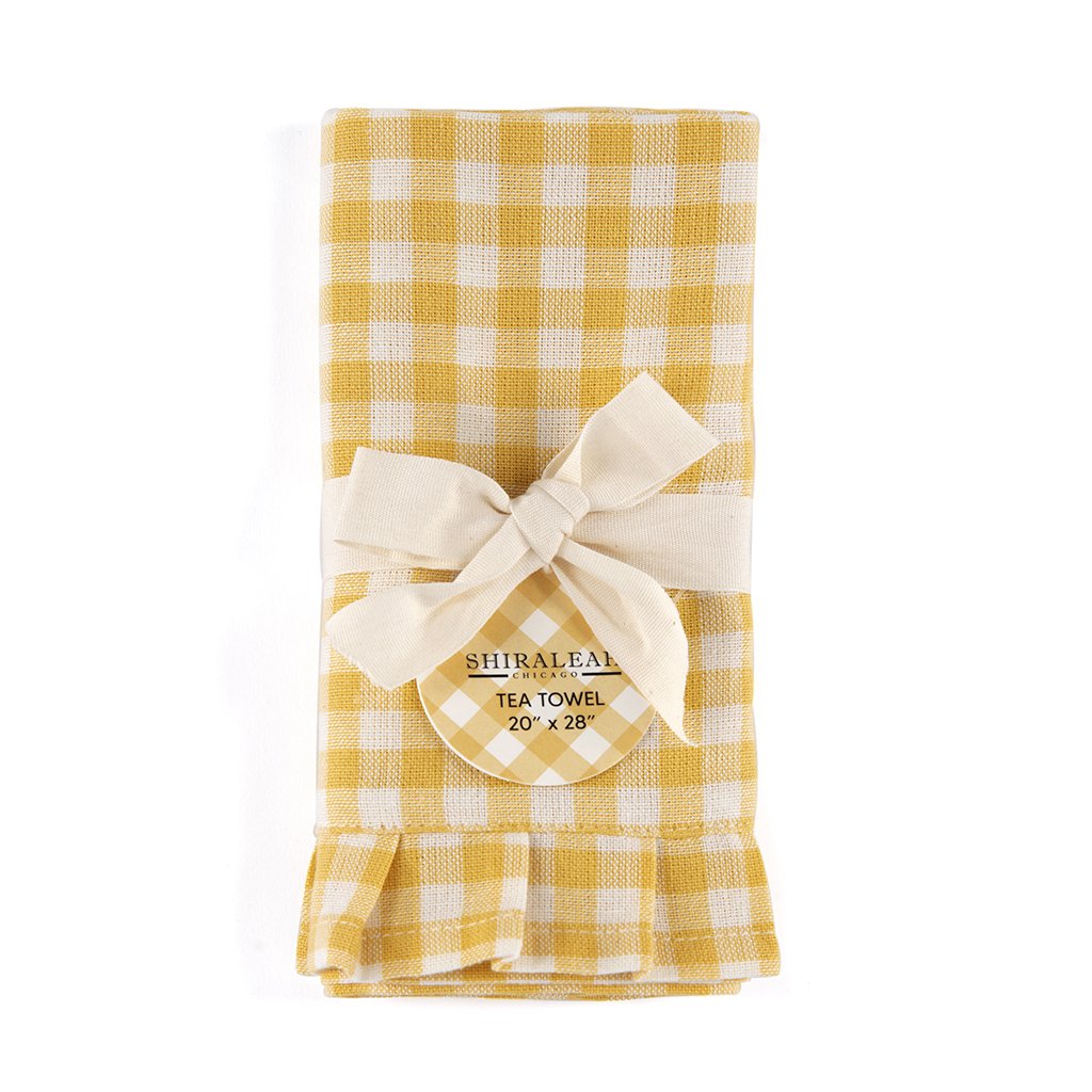 Plaid Kitchen Towel - Yellow & White Gingham Buffalo Check, Decorative Tea  Towel