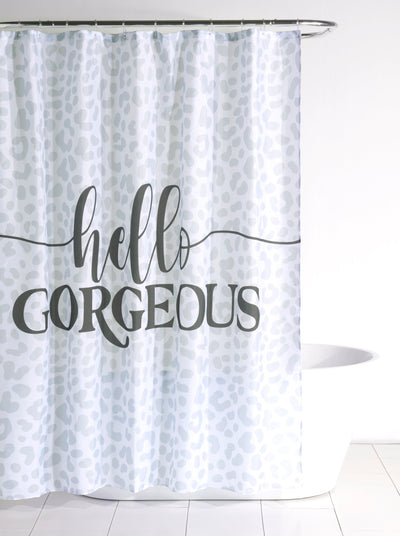 Shiraleah "Hello Gorgeous" Shower Curtain, Grey - FINAL SALE ONLY