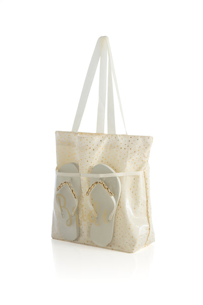 Shiraleah Bride Tote And Flip-Flop Set, Ivory - FINAL SALE ONLY