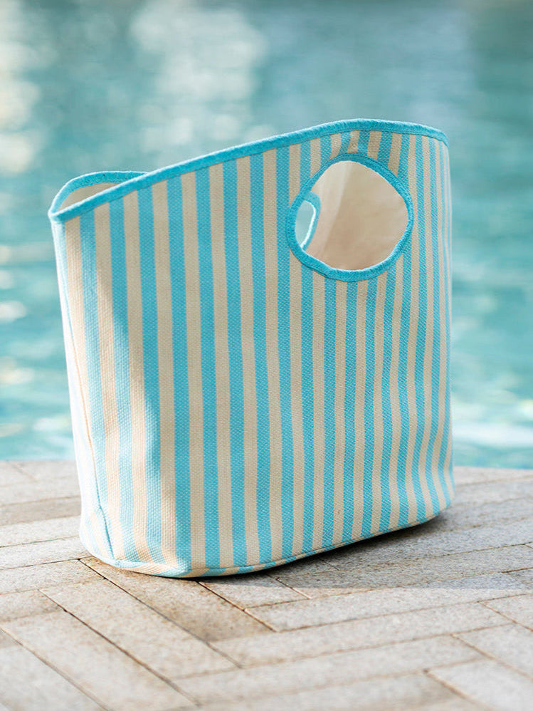 Shiraleah Lolita Stripe Tote, Turquoise and Ivory