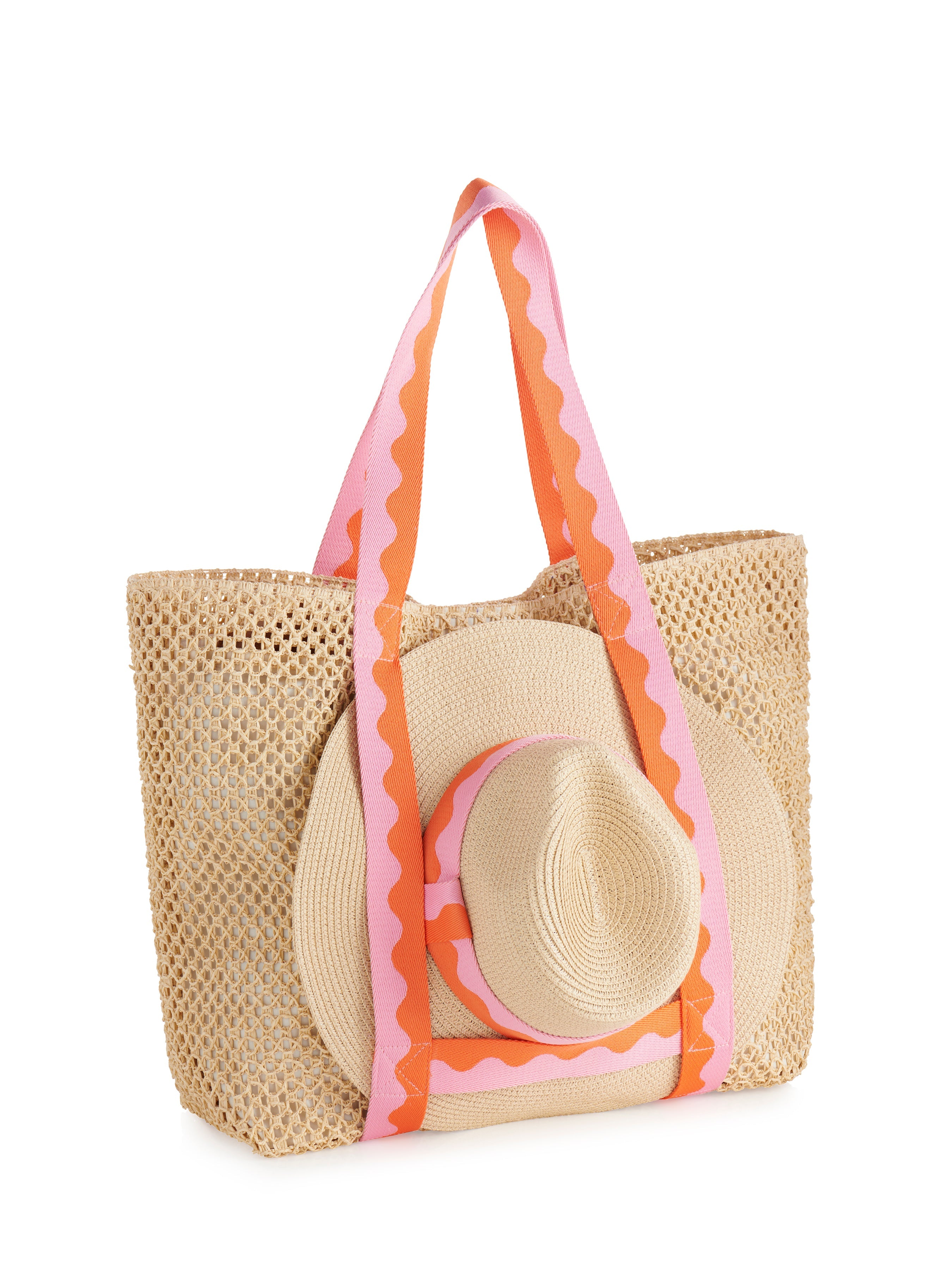 Shiraleah Antigua Tote And Hat Set PINK