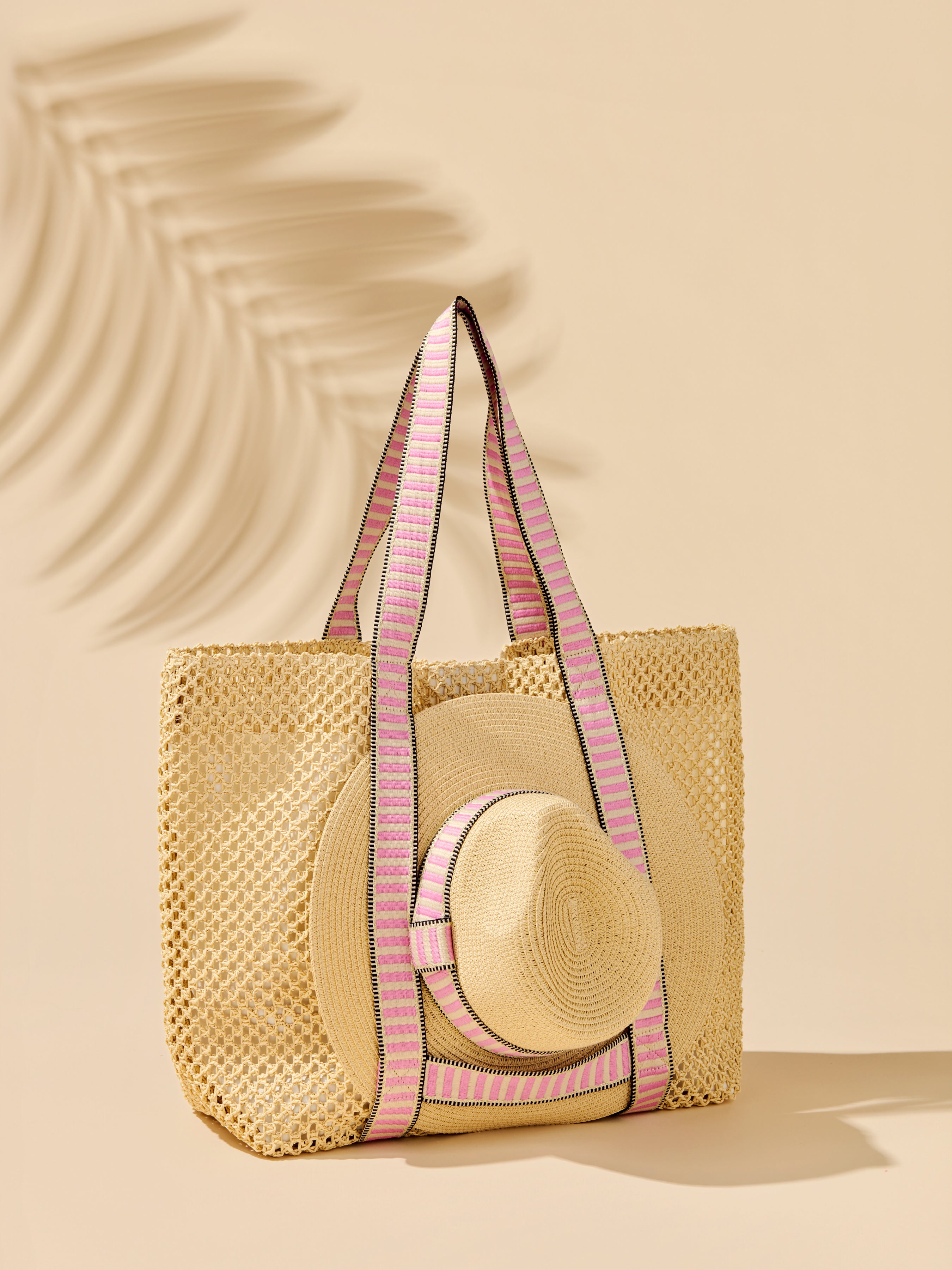 Shiraleah Dorian Tote and Hat Set PINK