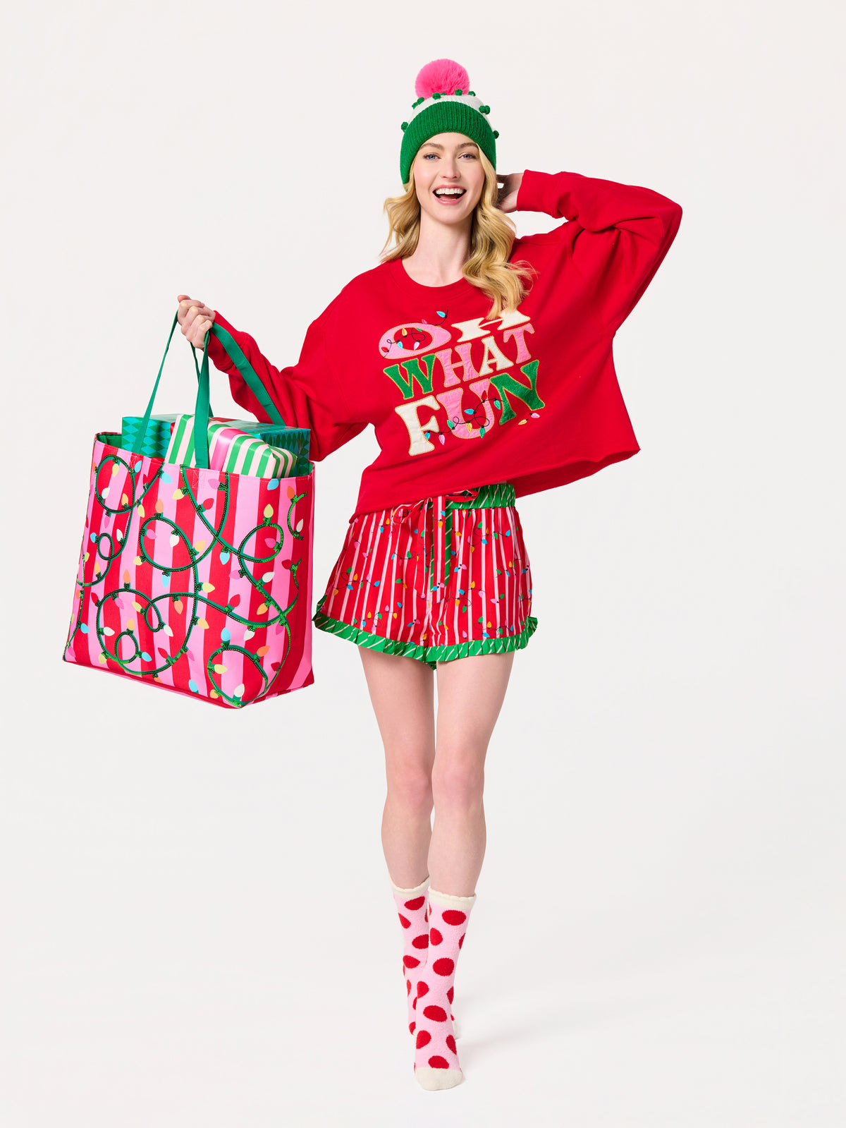 Shiraleah String Lights Gifting Tote, Multi