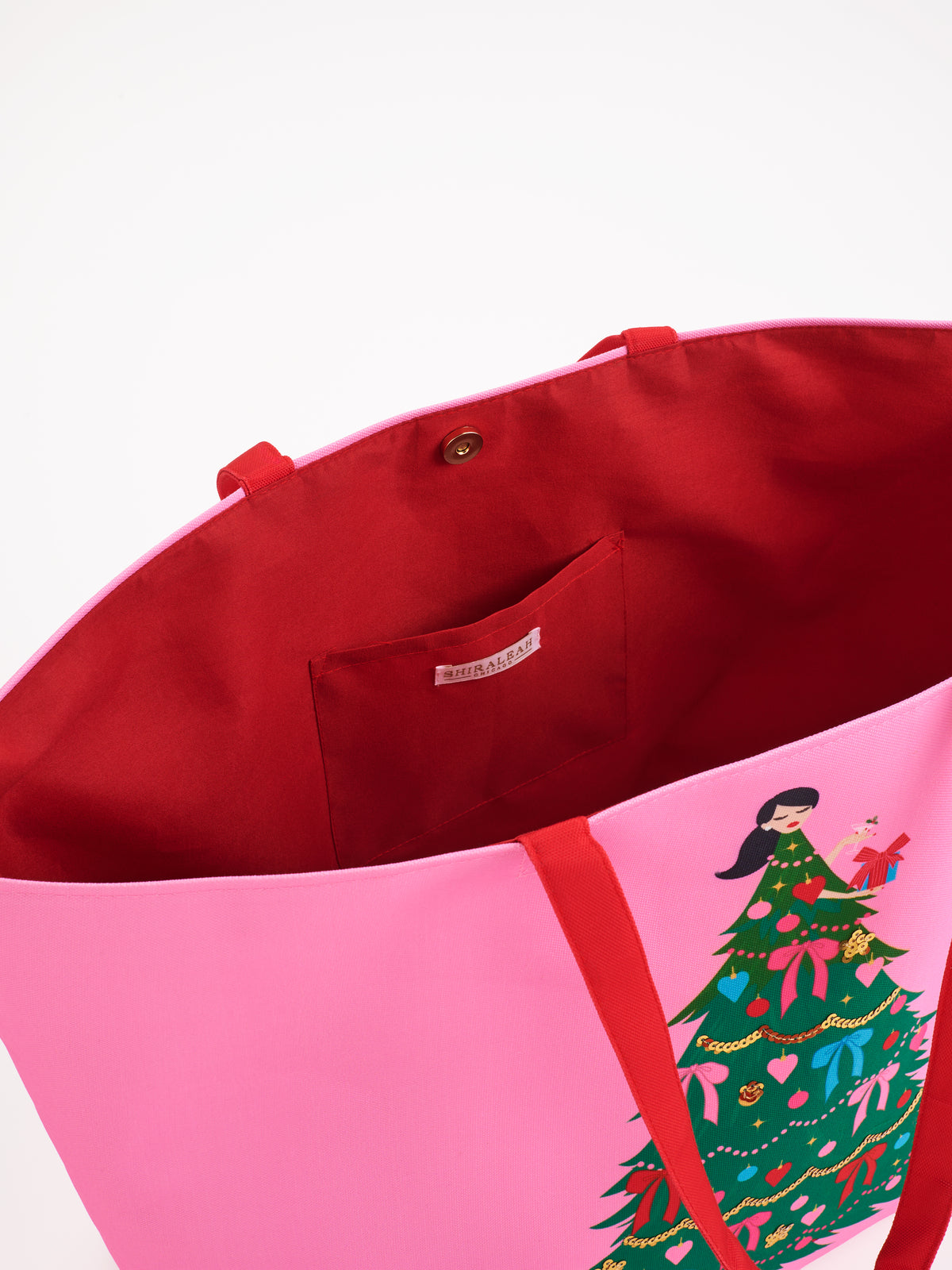 Shiraleah Christmas Tree Lady Gifting Tote, Pink