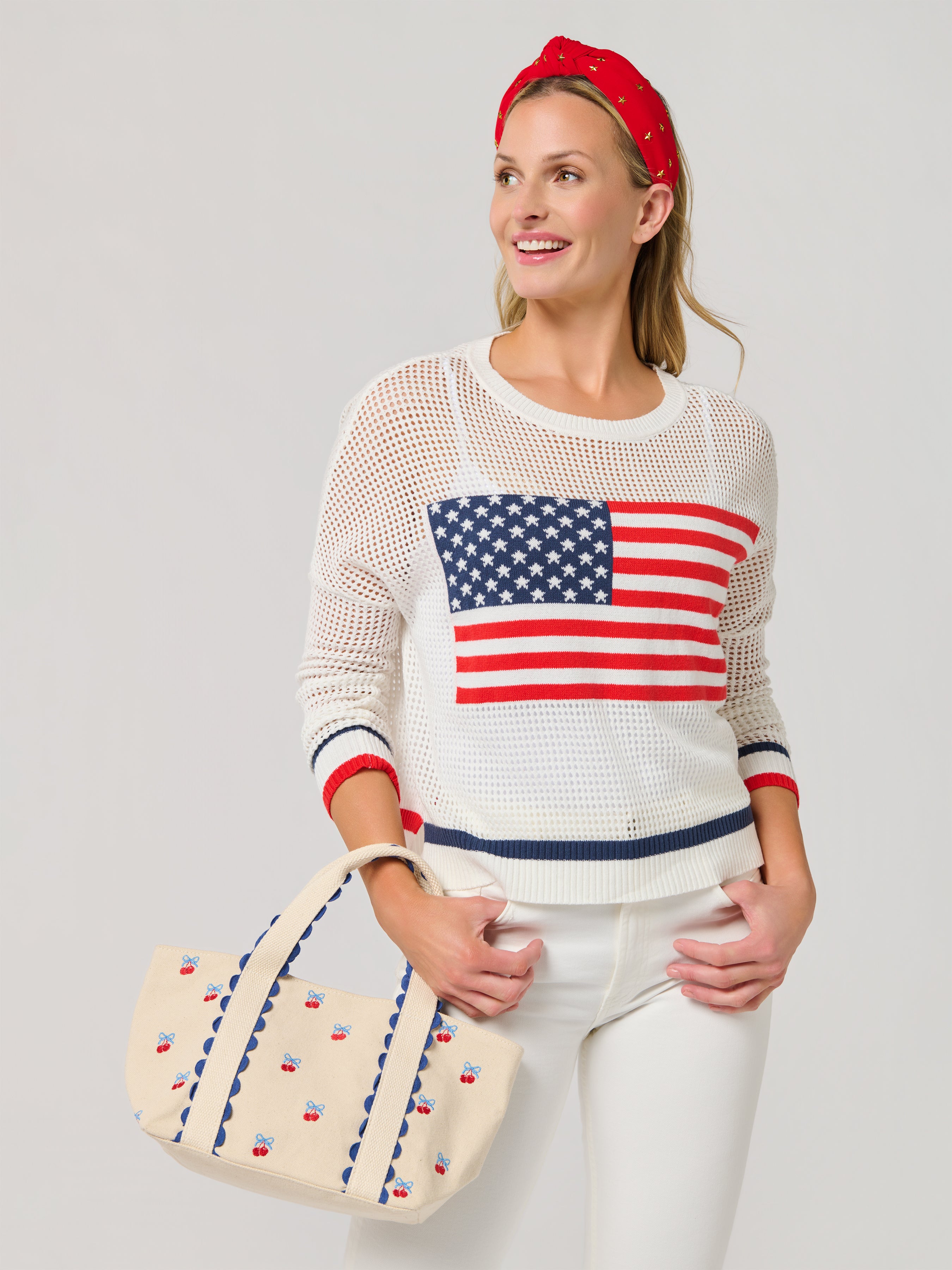 Shiraleah Cherry Icons Mini Tote, Natural