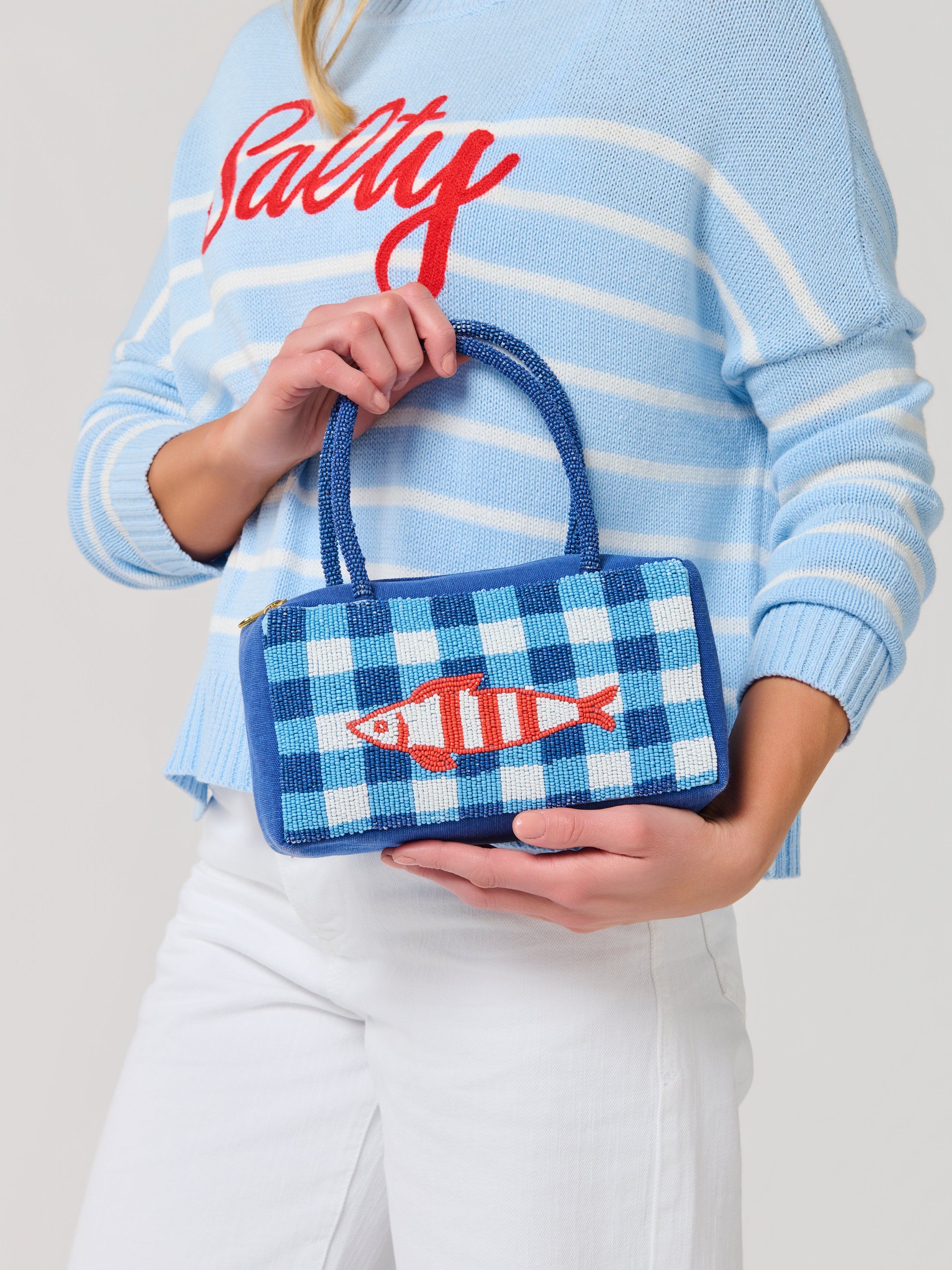 Shiraleah Beaded Fish Mini Bag, Blue