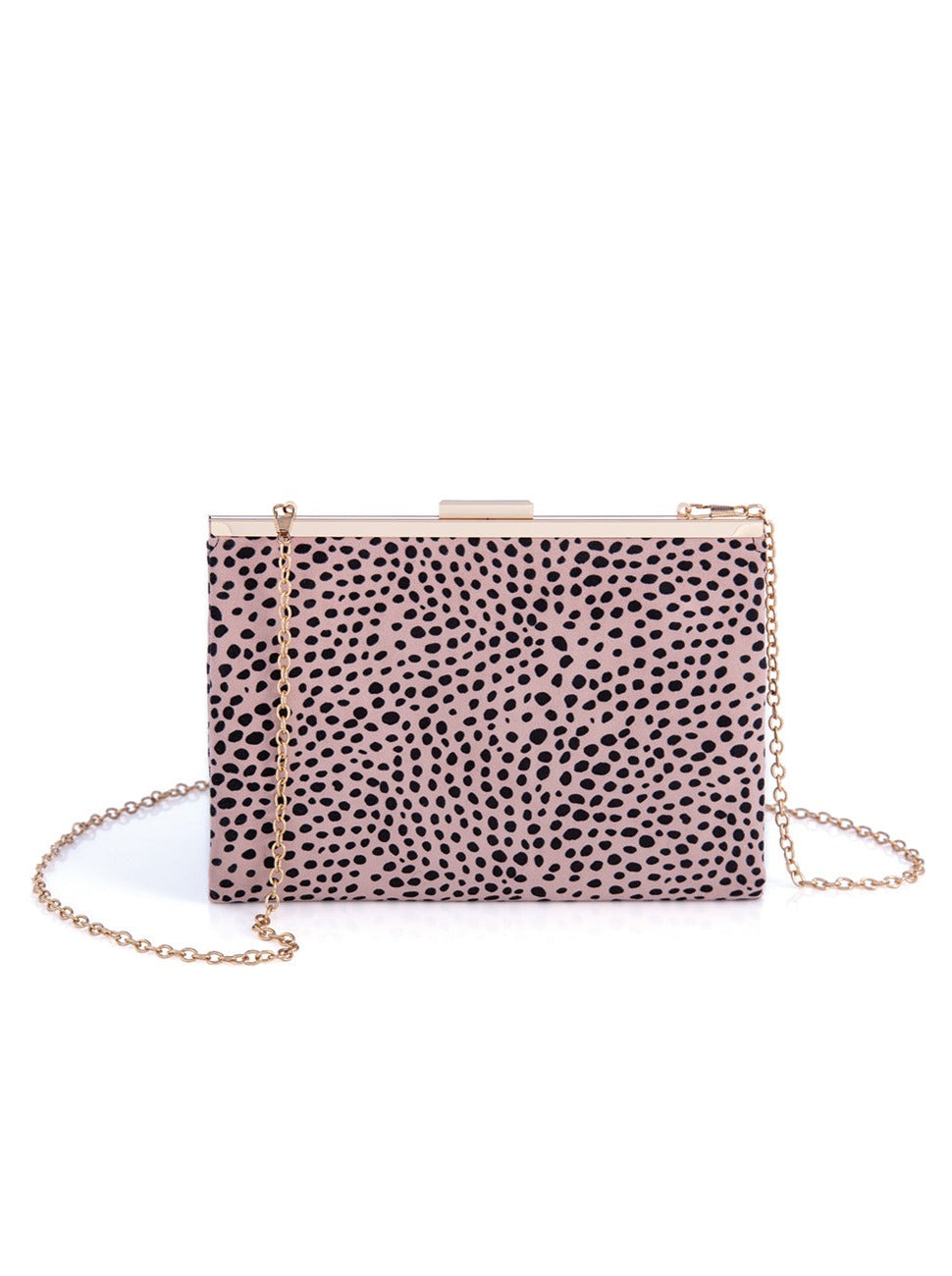 Shiraleah Harding Gold Frame Leopard Clutch, Pink - FINAL SALE ONLY