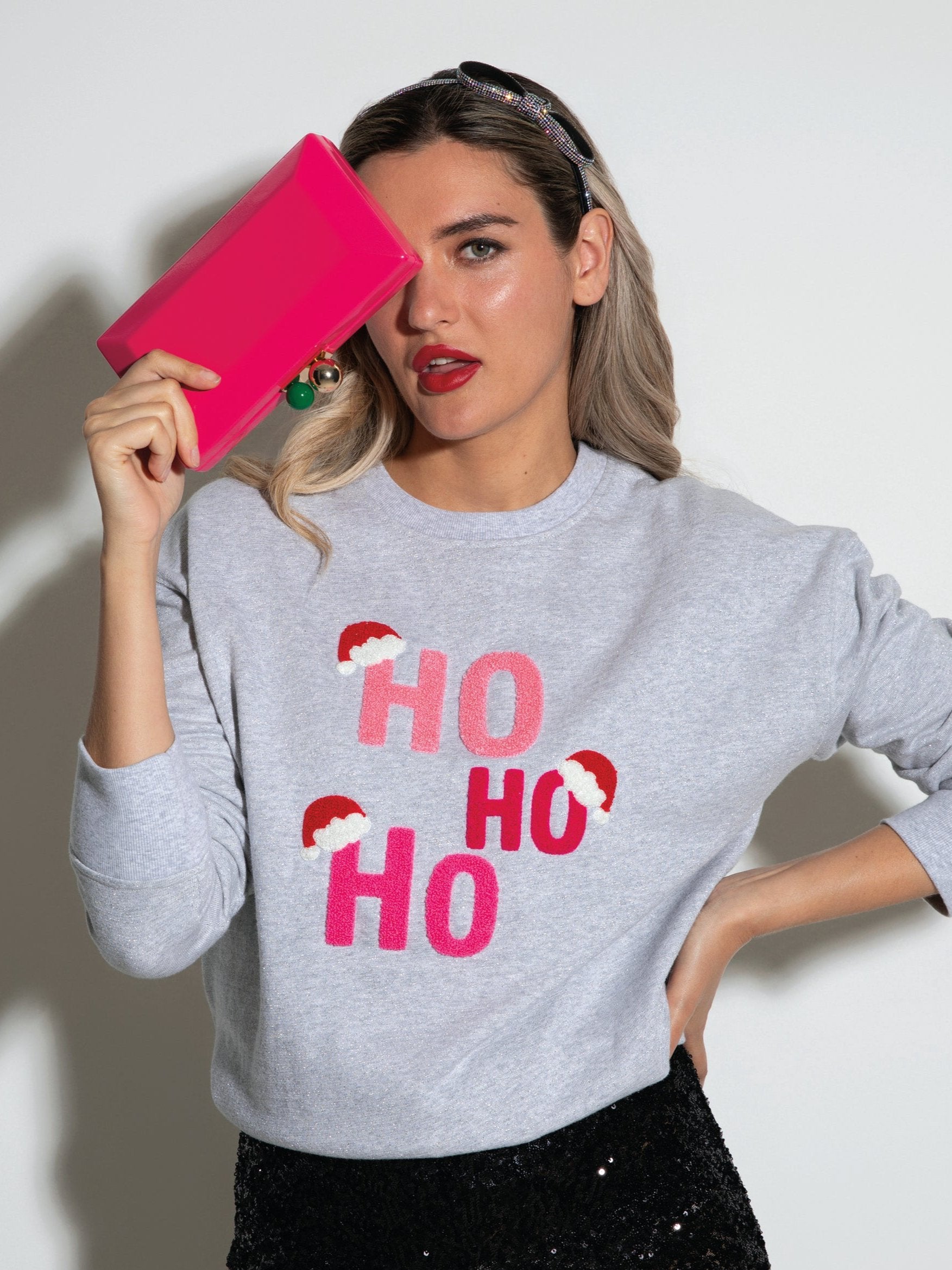 Shiraleah "Ho Ho Ho" Sweatshirt, Grey