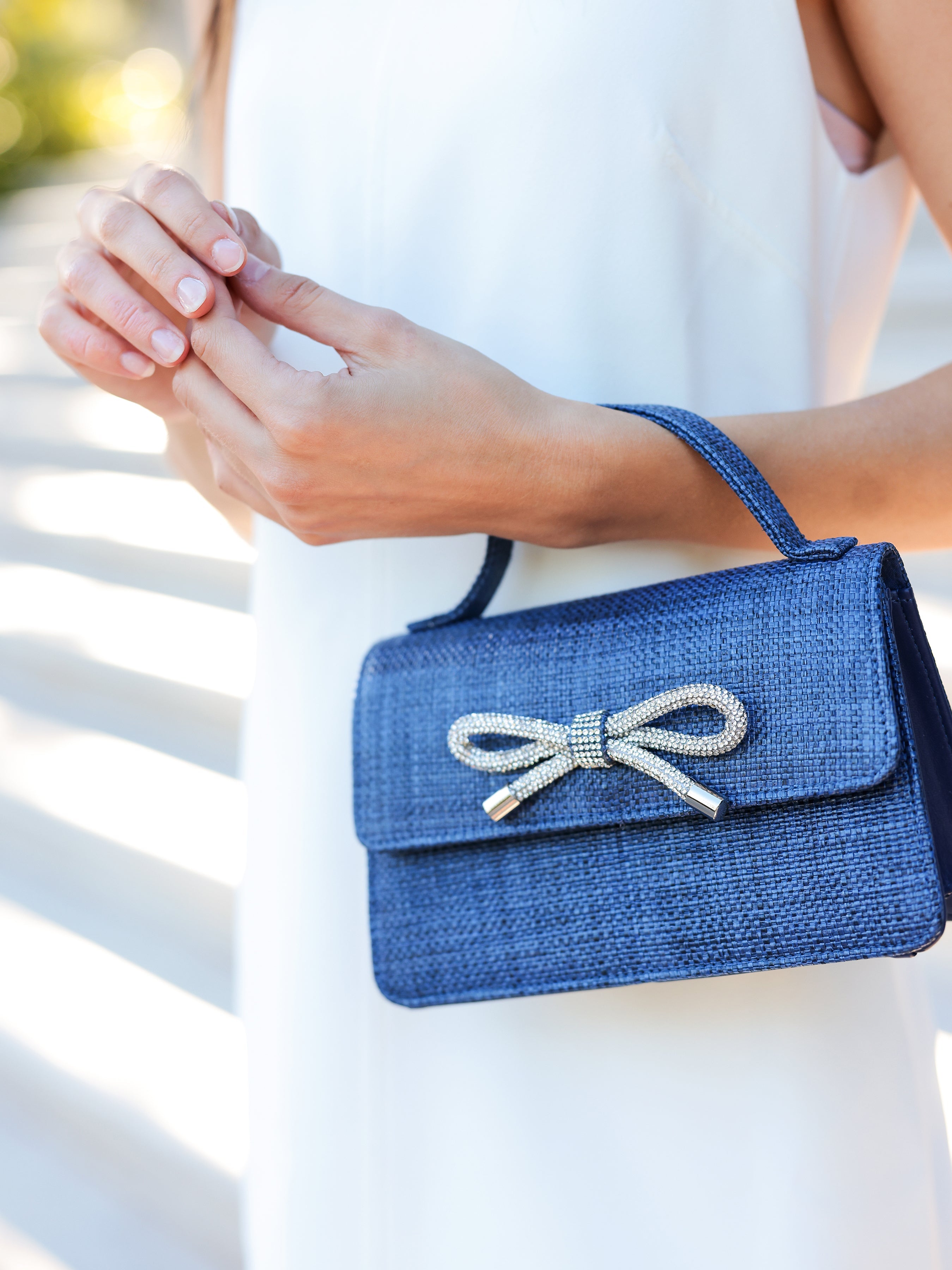 Shiraleah Bowie Straw Mini Bag NAVY